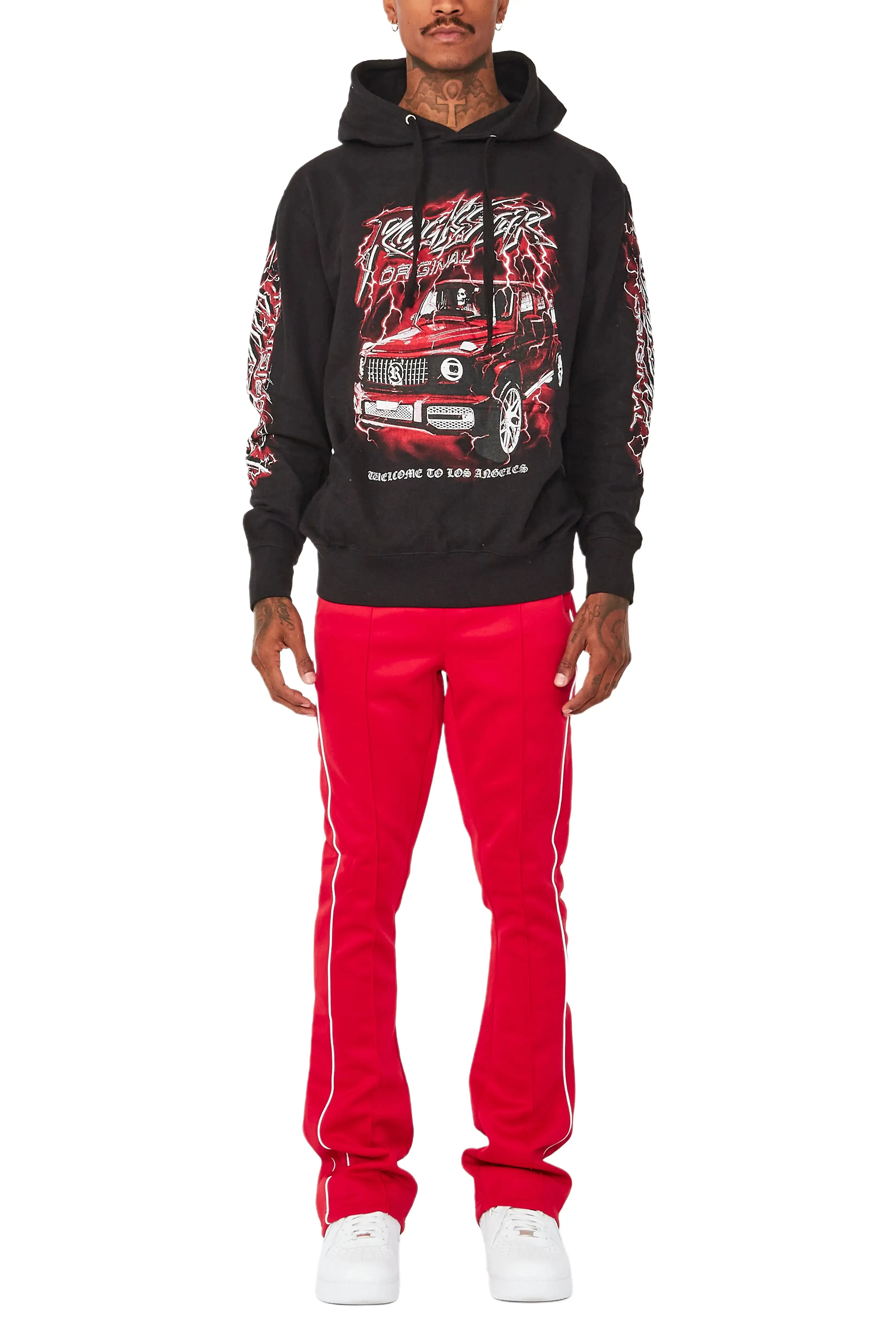 Hai Black/Red Graphic Hoodie Track Set