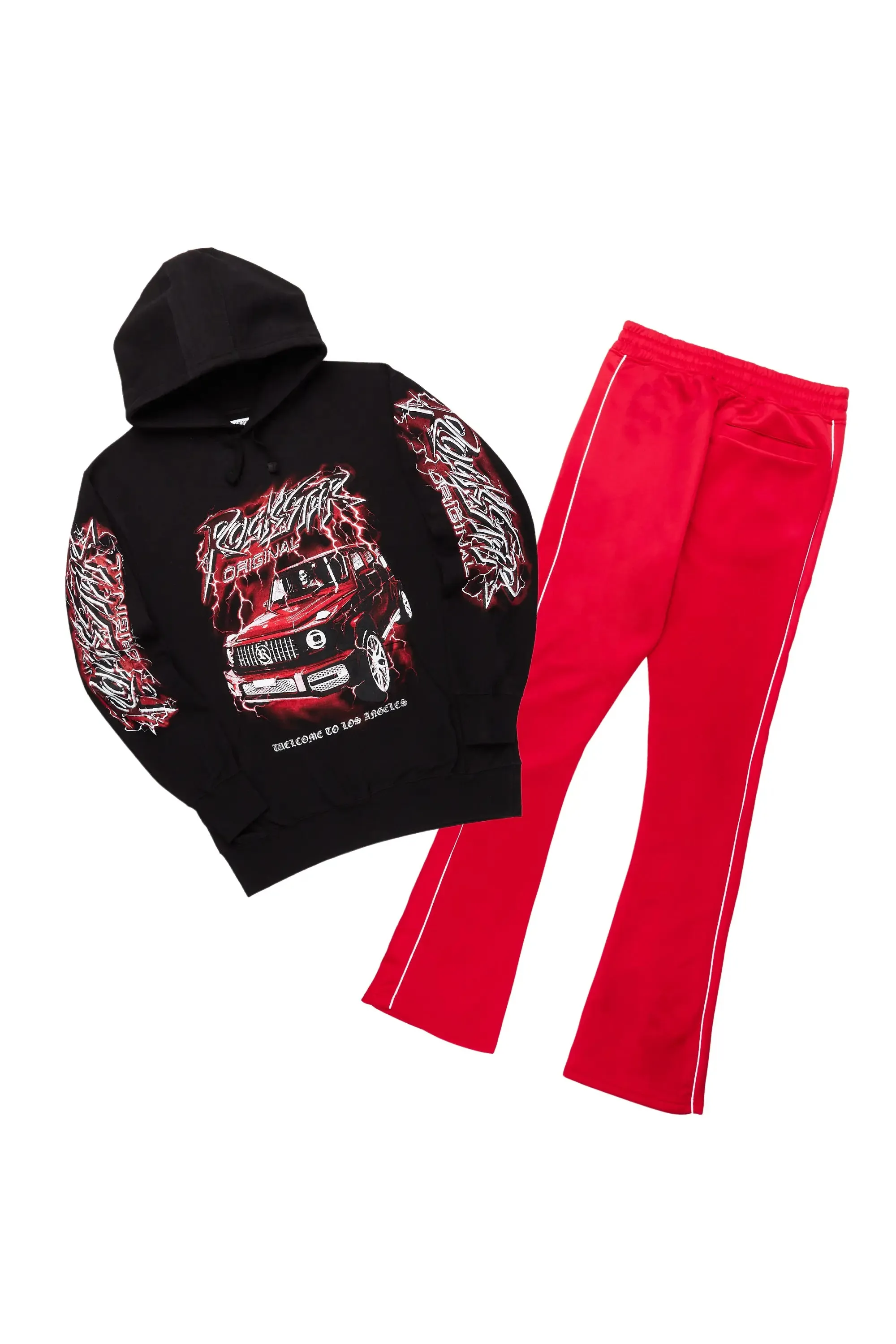 Hai Black/Red Graphic Hoodie Track Set