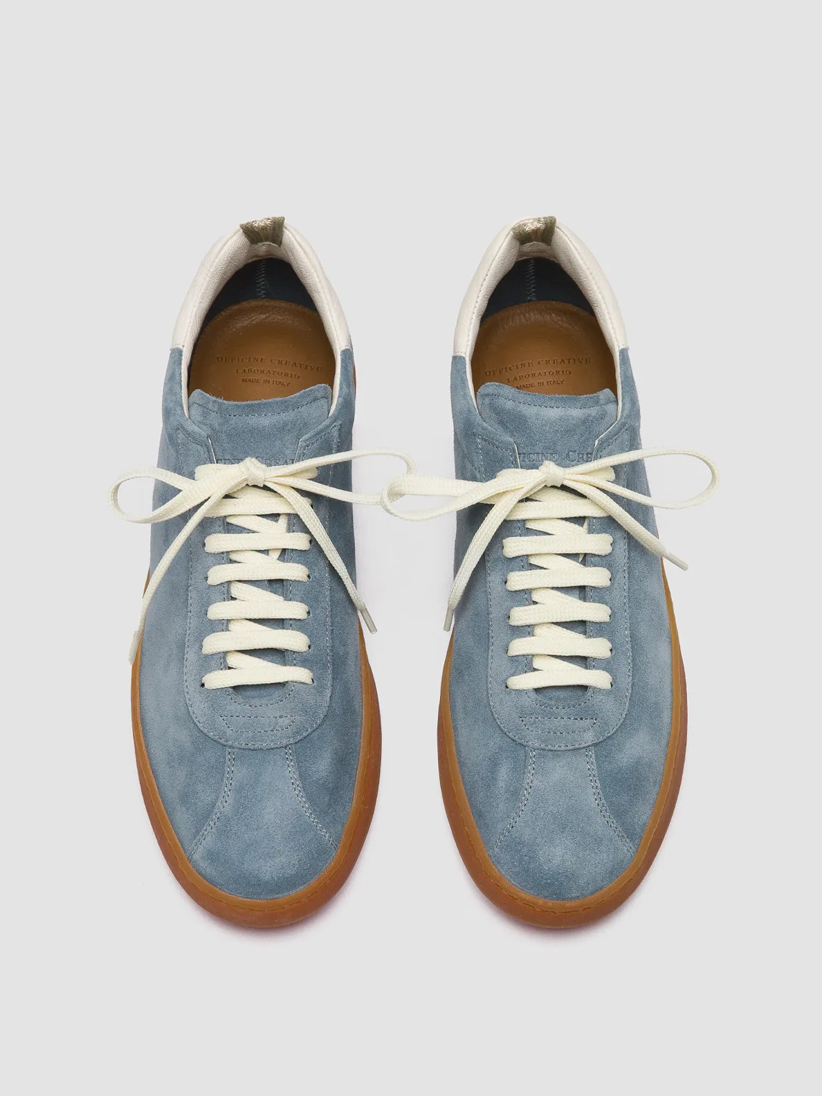 HALO 001 - Blue Leather and Suede Low Top Sneakers