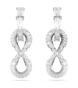 Hyperbola Drop Earrings Infinity, White, Rhodium Plated White