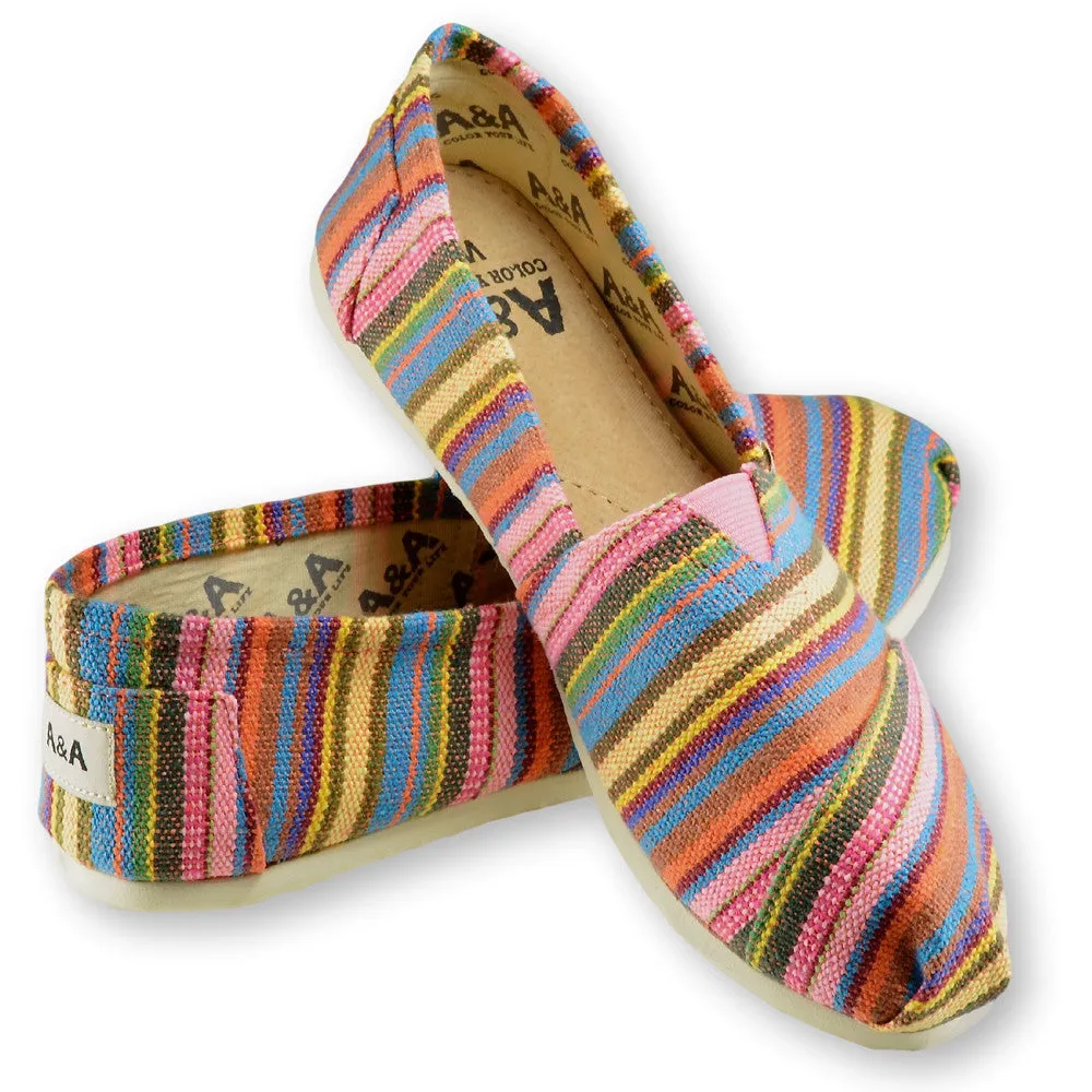 Indie Multicolored Canvas Slip On Shoes for Women