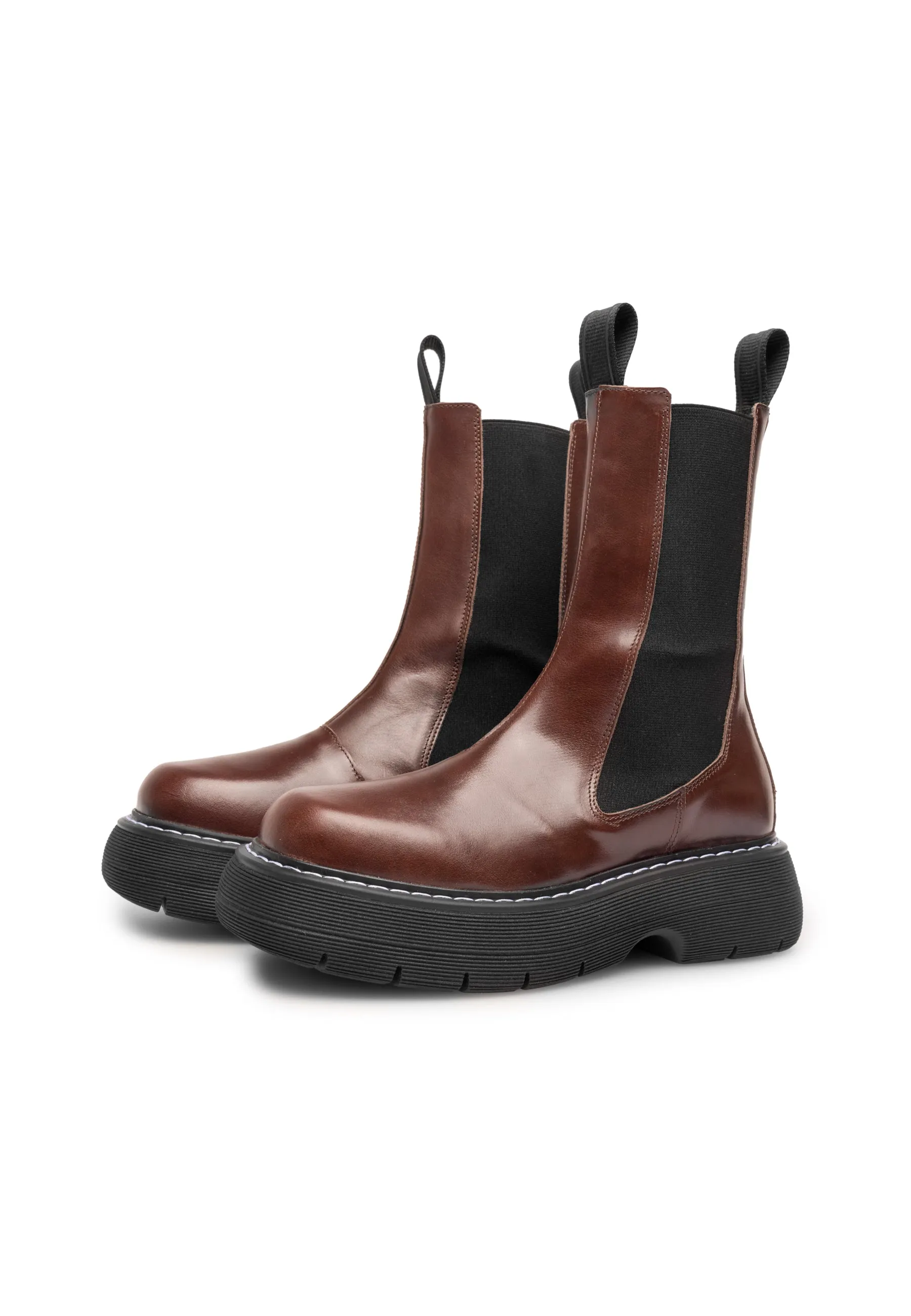 Joy Dark Brown High Chelsea Boots