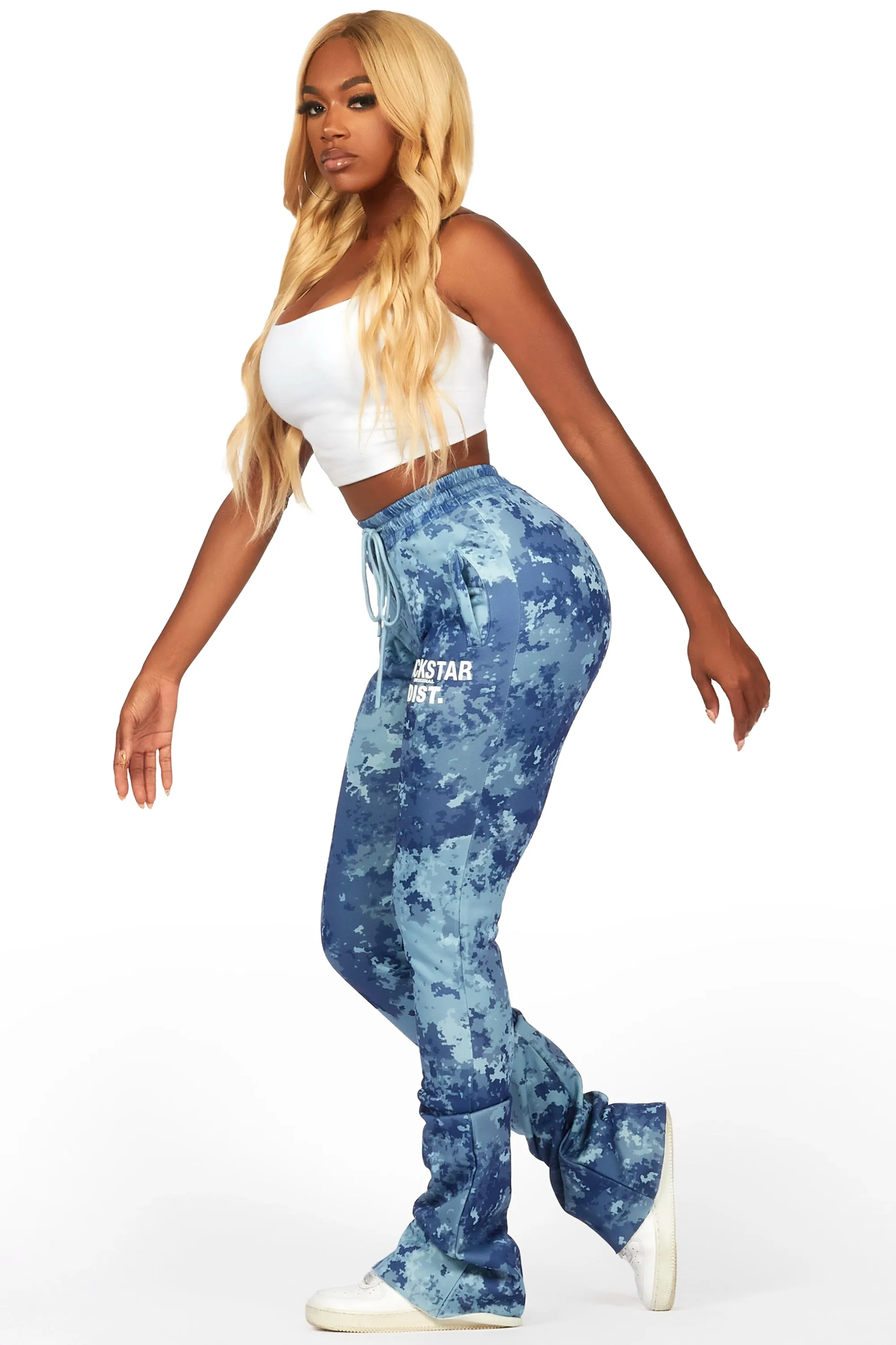 Juliana Blue Digital Camo Super Stacked Track Pant