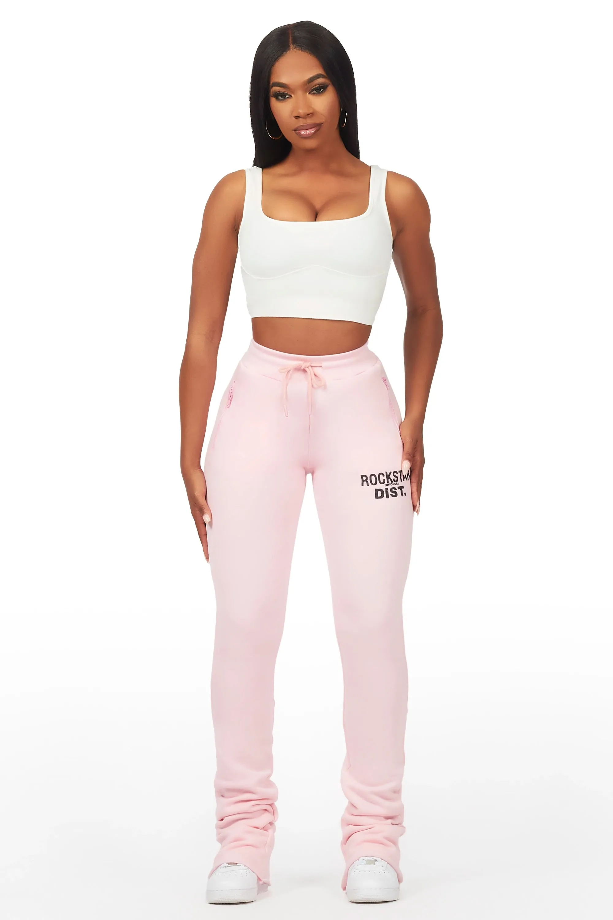 Juliana Light Pink Super Stacked Track Pant