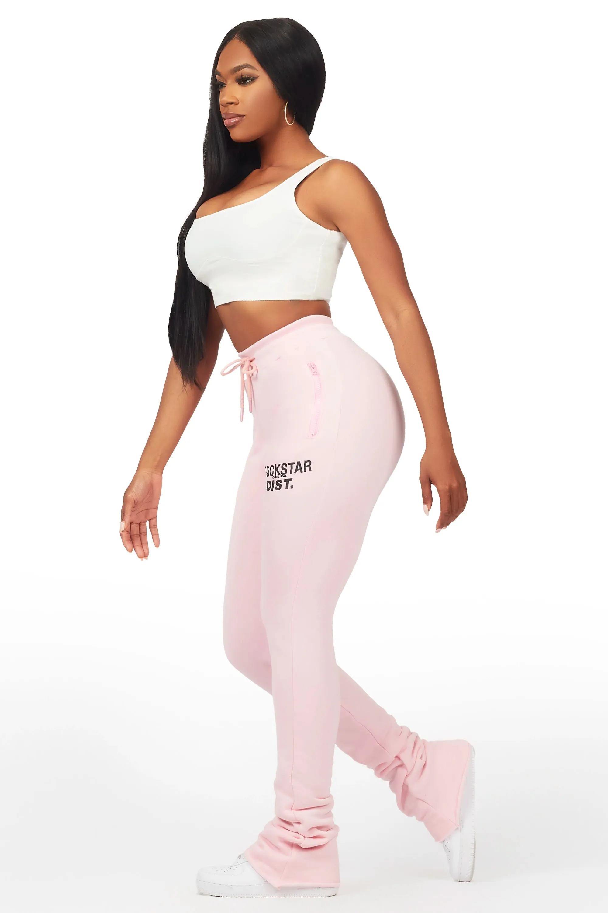 Juliana Light Pink Super Stacked Track Pant