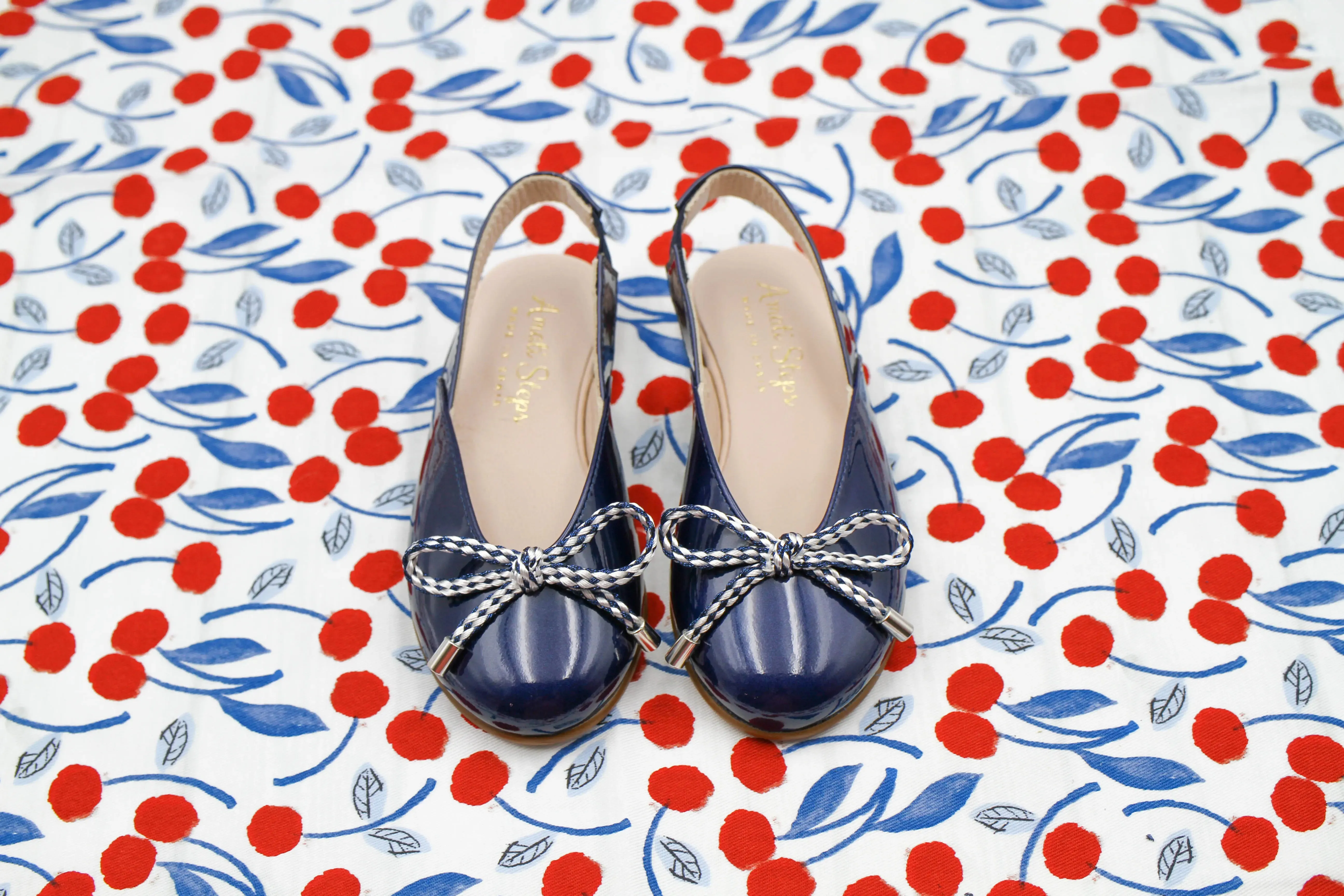 Karina- Navy Patent Leather Slingback Shoes