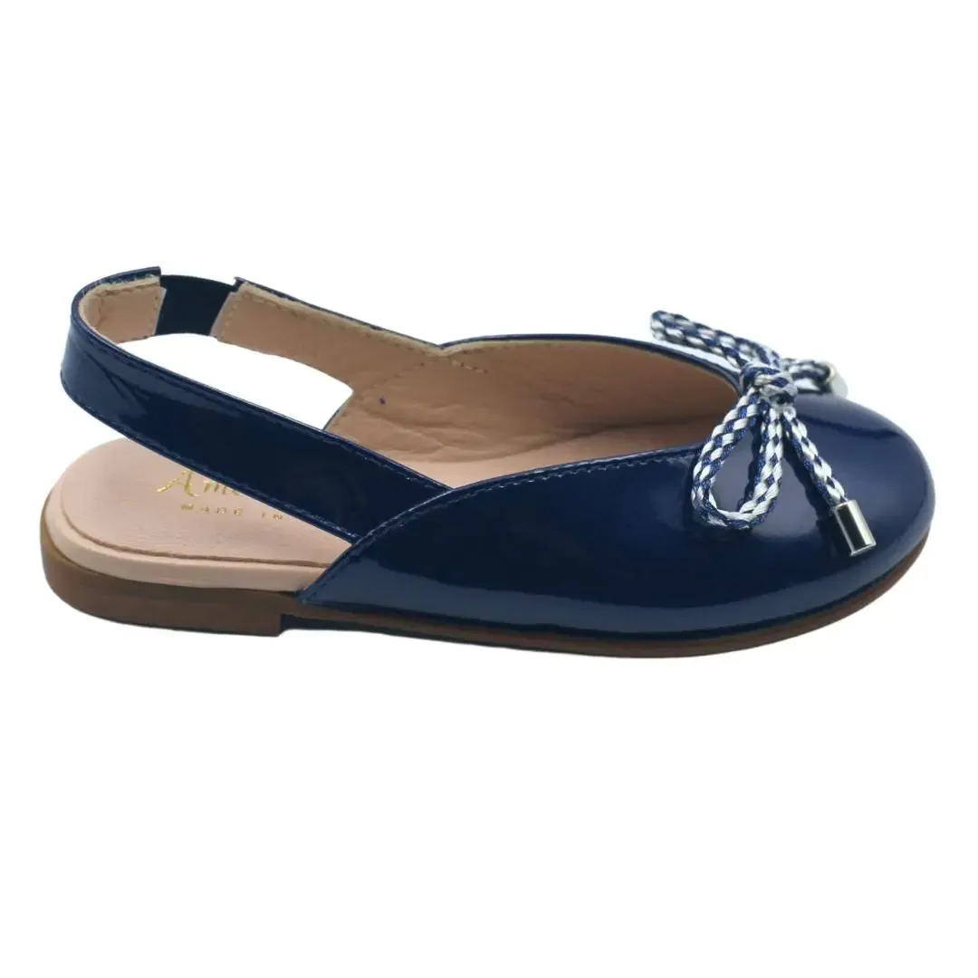 Karina- Navy Patent Leather Slingback Shoes