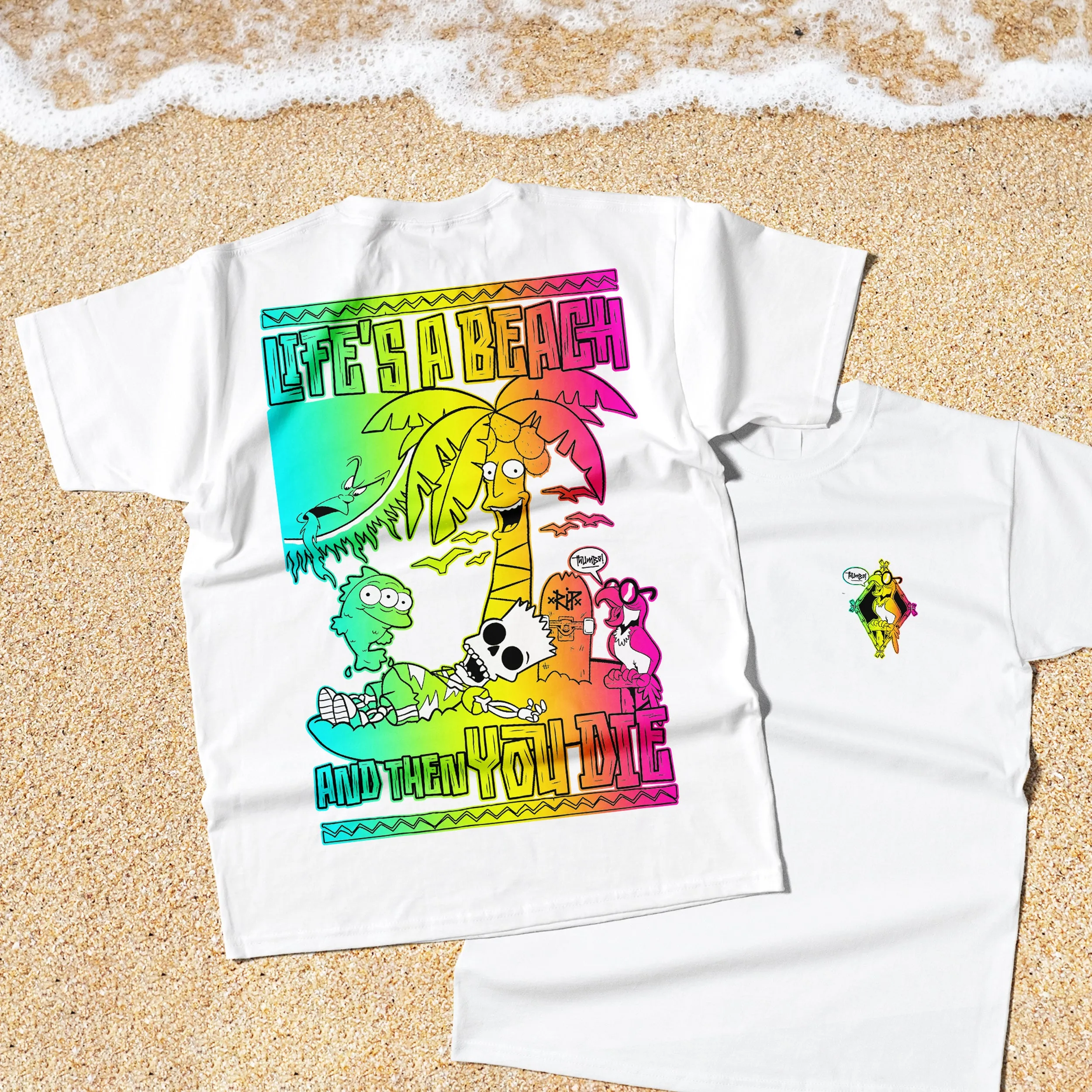 Life's a Beach Back Print T-Shirt White