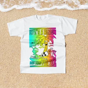 Life's a Beach Front Print T-Shirt White