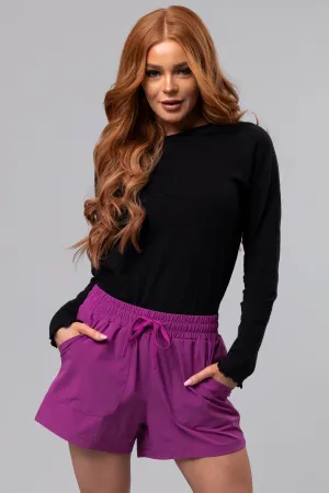 Light Plum Drawstring Athleisure Shorts