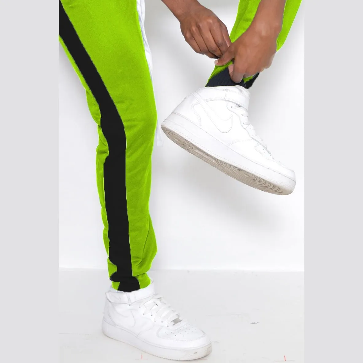 Lime & Black Slim Fit Track Pants