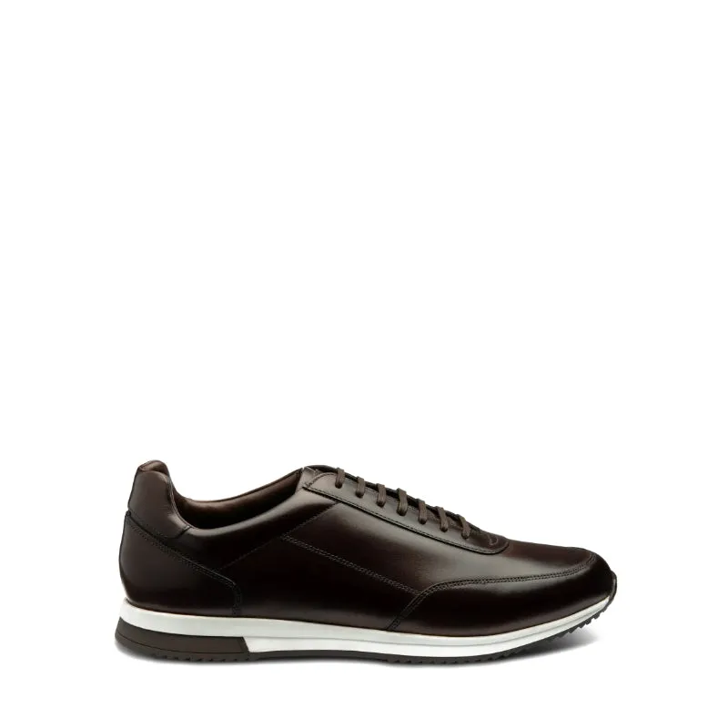 Loake Bannister Leather Mens Trainer - Dark Brown