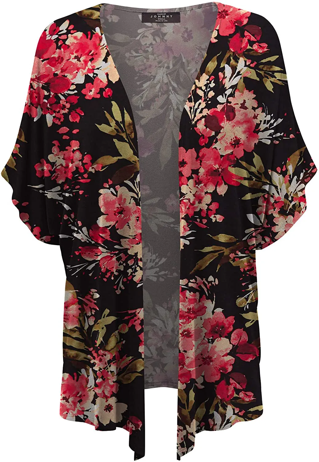 Made By Johnny Women's Kimono Style Short Sleeve Dolman Cardigan