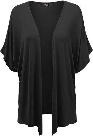 Made By Johnny Women's Kimono Style Short Sleeve Dolman Cardigan