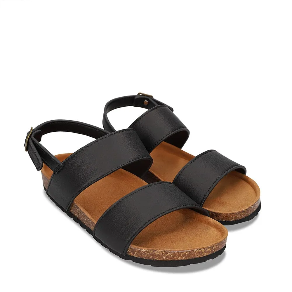 Mak Unisex Vegan Apple Leather Sandals | Black