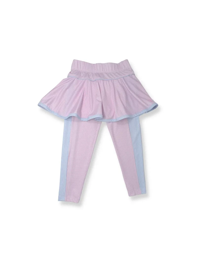 Mallory Skirted Legging | Pink & Blue Mini Gingham (13-14)