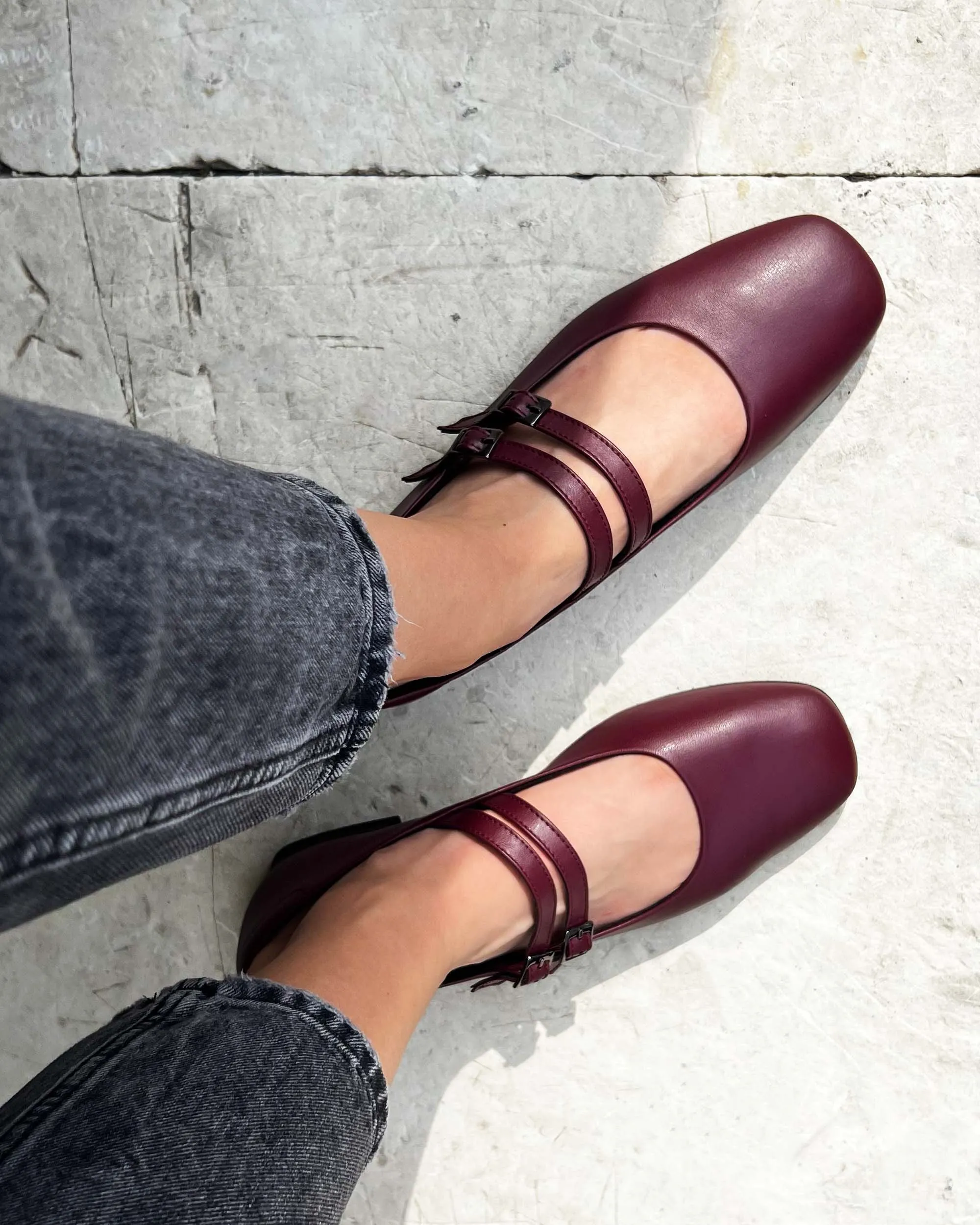 Mary Jane Vegea® Grape Leather Vegan Pumps | Cherry