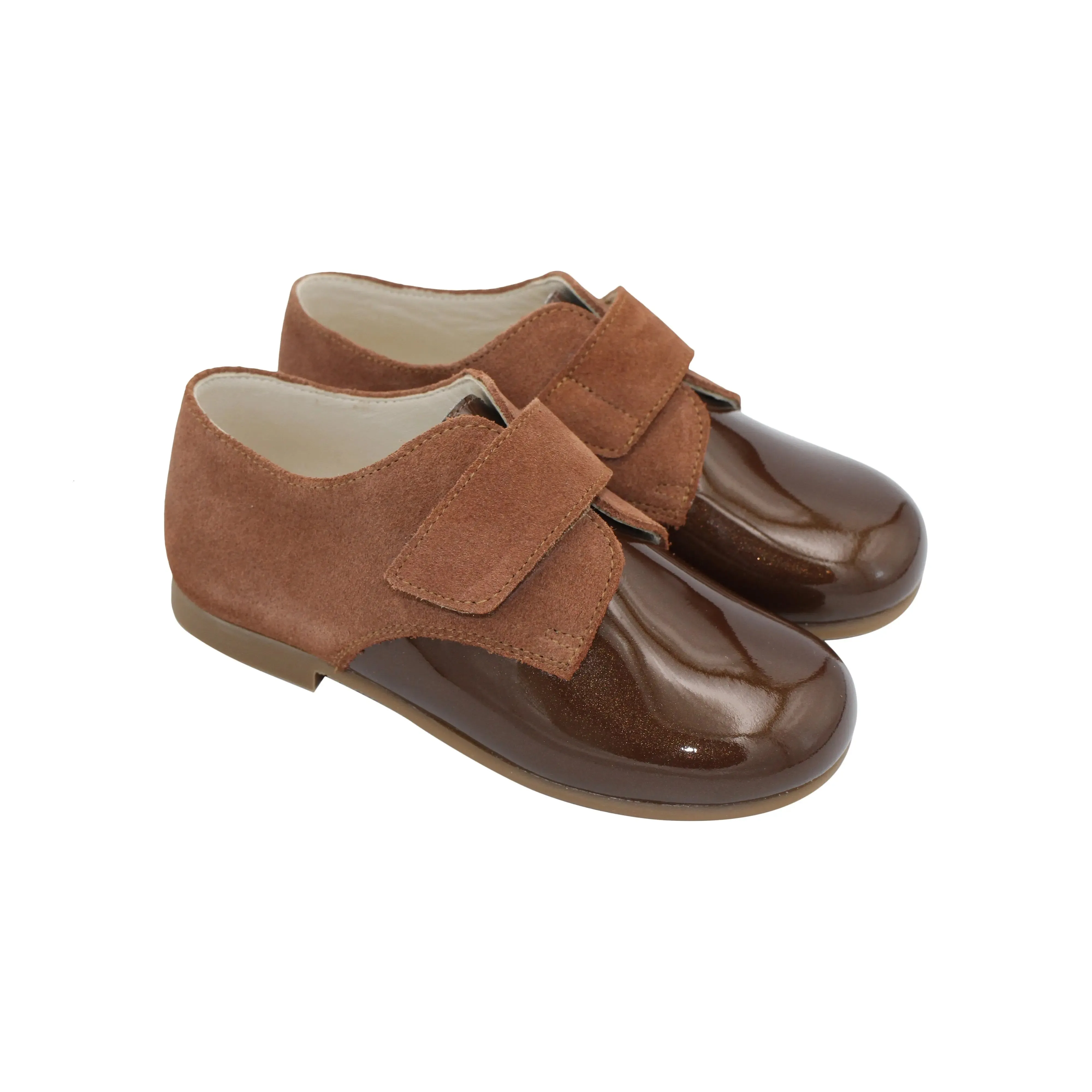 Mateo- Brown Suede/Patent Leather Boy Dress Shoes