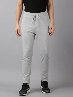 MEN'S LIGHT GREY SOLID SLIM FIT TRACK PANT