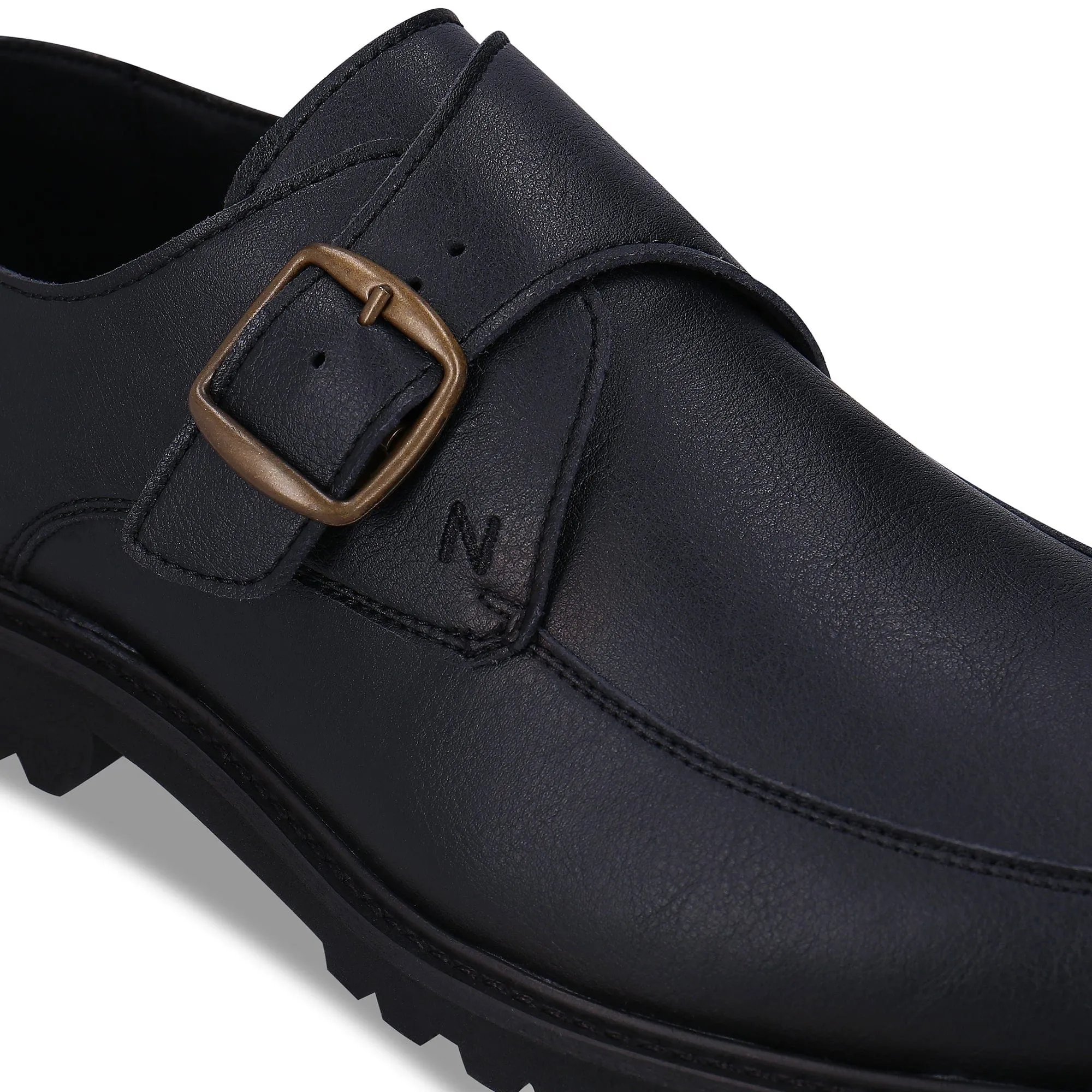 Miles Men's Vegan Leather Monkstrap Shoes | Black