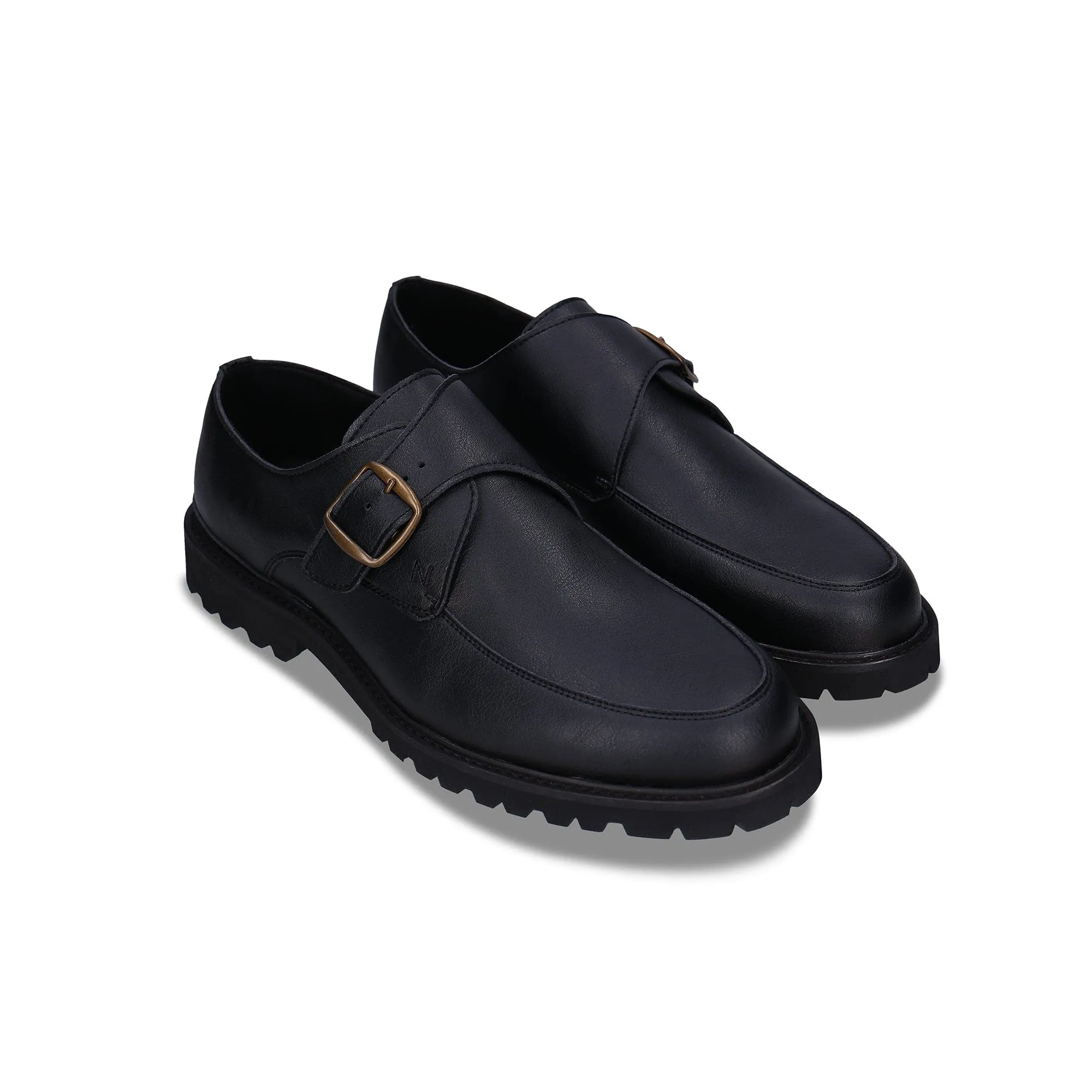 Miles Men's Vegan Leather Monkstrap Shoes | Black