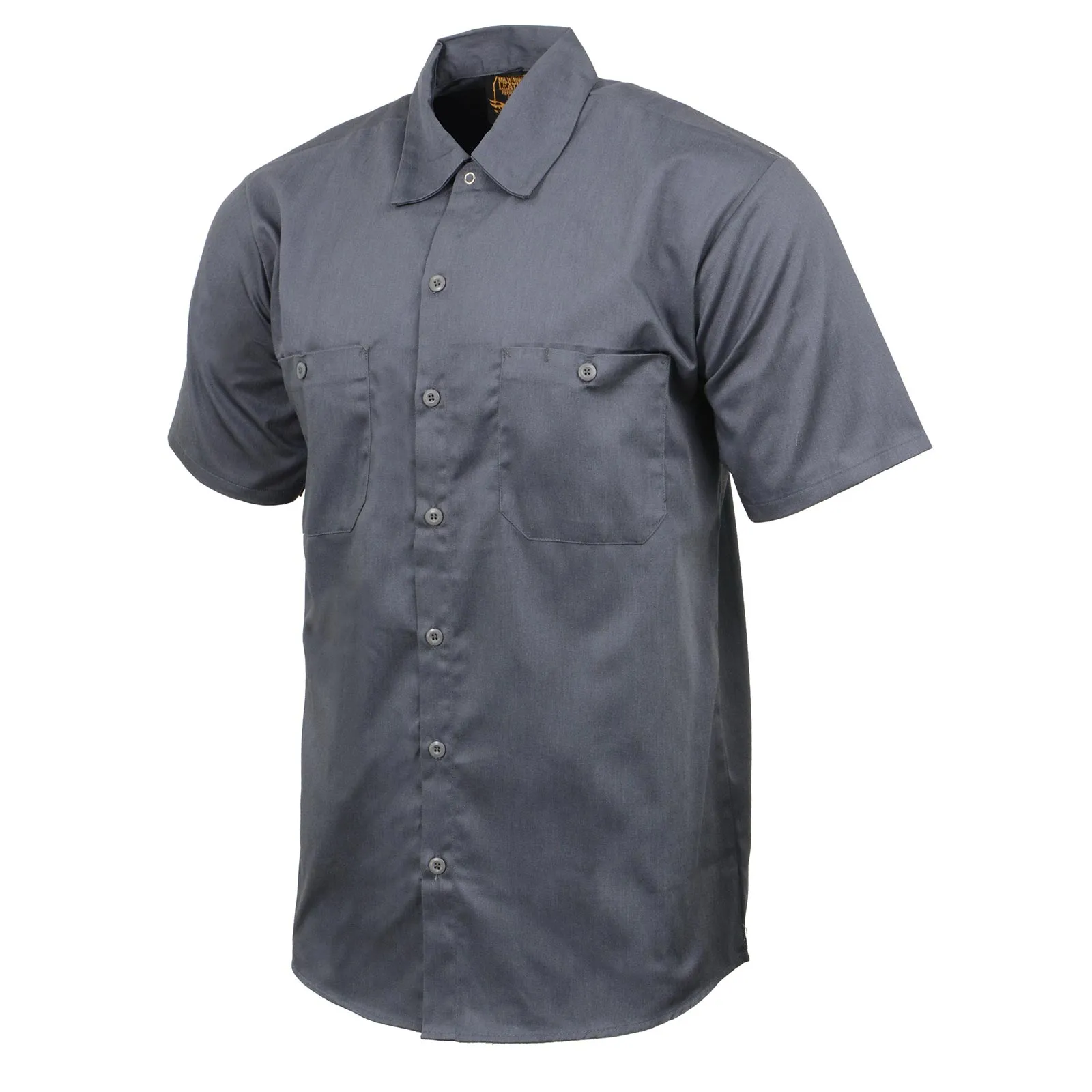 Milwaukee Leather MDM11668 Men's Grey Button Up Heavy Duty Work Shirt | Classic Mechanic Work Shirt w/ Pockets