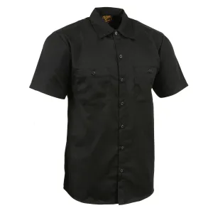 Milwaukee Leather MDM11669 Men's Black Button Up Heavy Duty Work Shirt | Classic Mechanic Work Shirt w/ Pockets