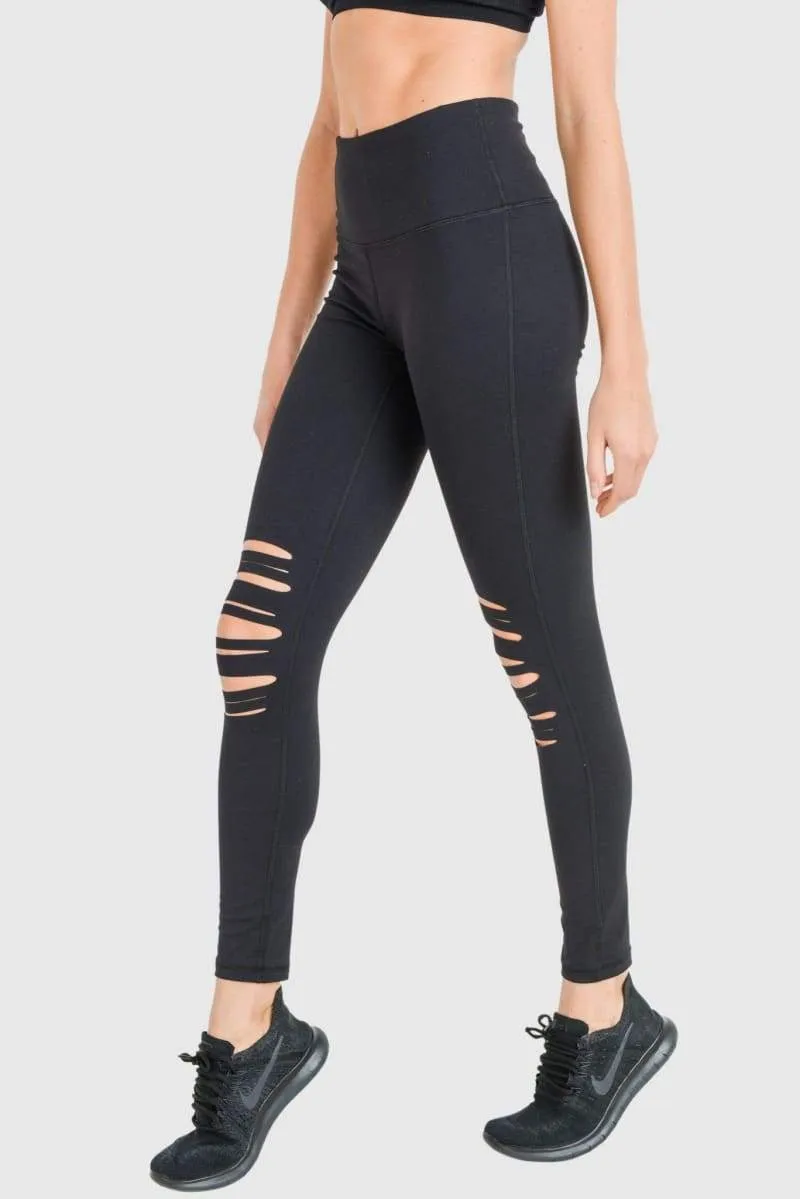 MONO B APH6151 HIGH RISE SHREDDED KNEE LEGGING