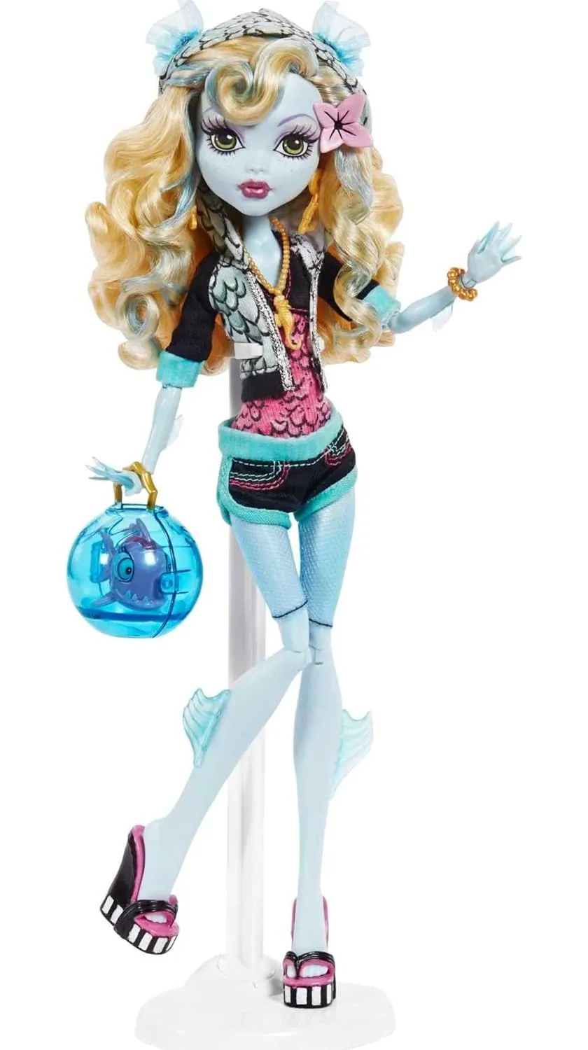 Monster High 10.5 inch Lagoona Blue Reproduction Doll Wearing Original Fashion & Shoes, with Pet, Doll Stand & Accessories Gift for Ages 6 