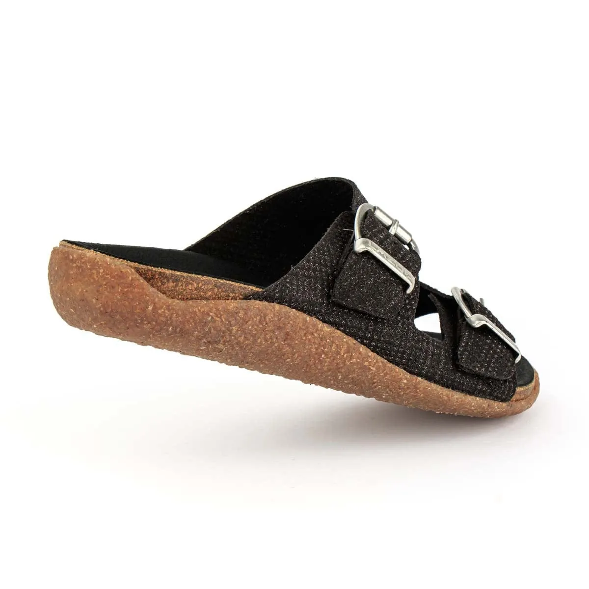 My Footbed Vegan Cork & Corn Sandals | Black