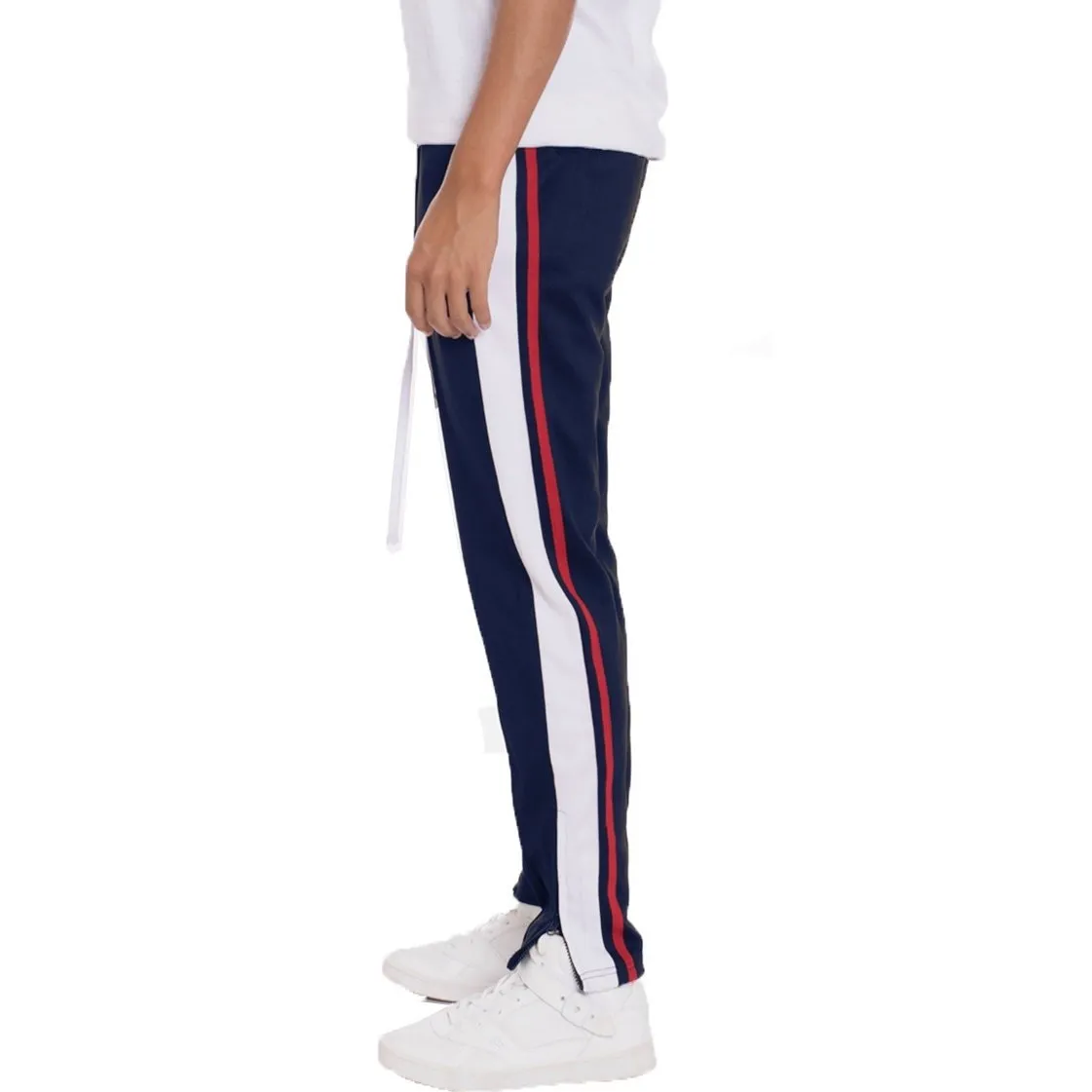 Navy Tricot Striped Track Pants