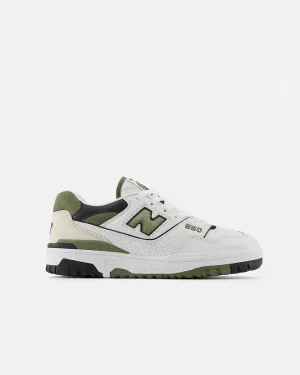 New Balance BB550DOB - White with Dark Olivine and Black