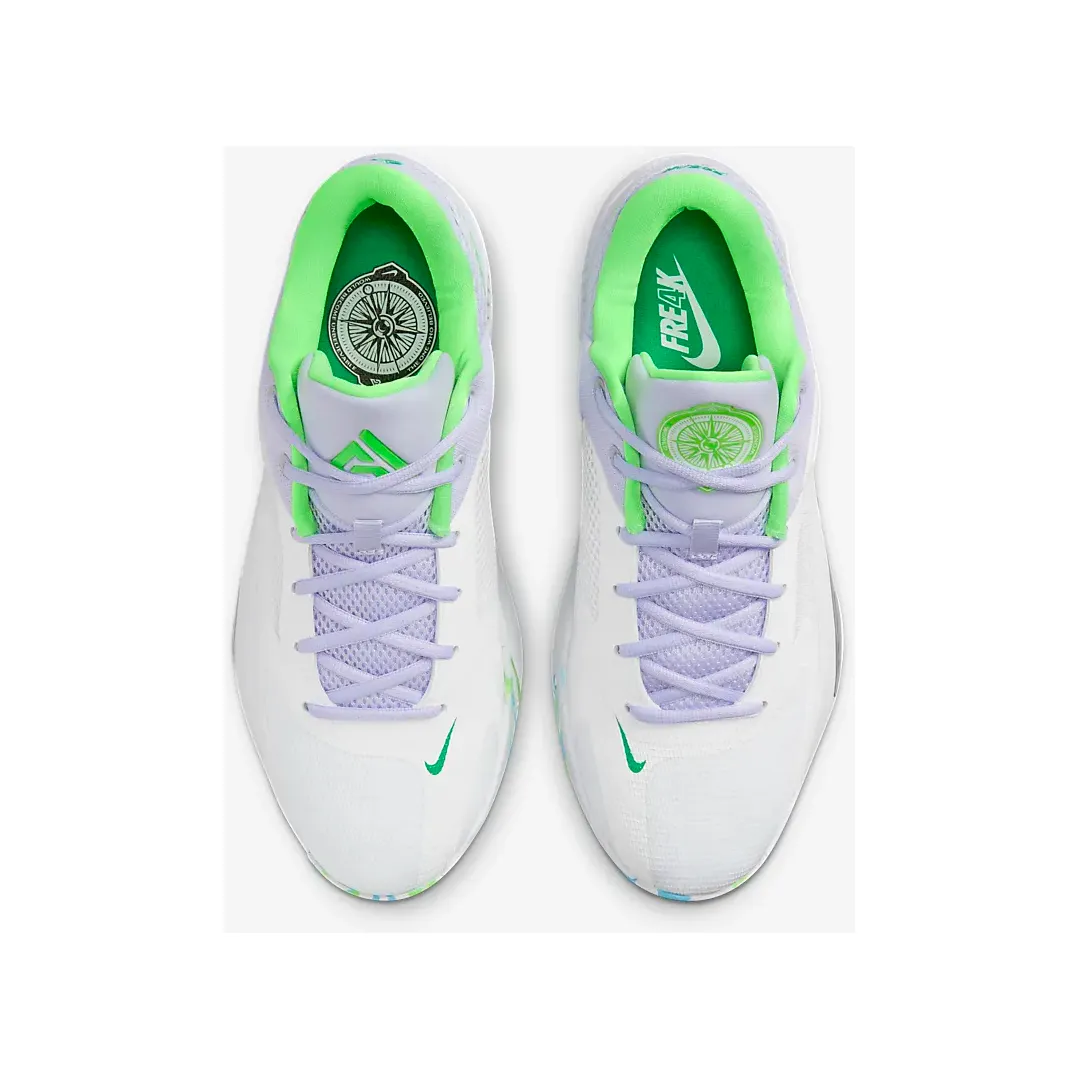 Nike Men's Zoom Freak 4 Shoes - White / Black / Stadium Green / Oxygen Purple