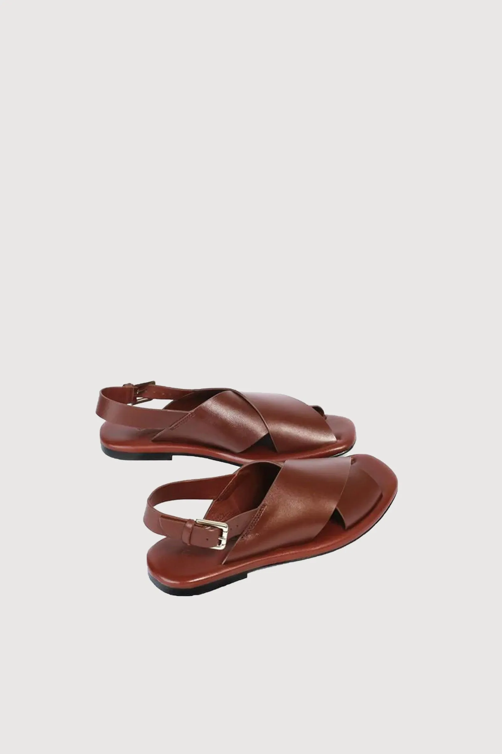 Novado - Flat Leather Peshawari Sandals For Women's - Brown