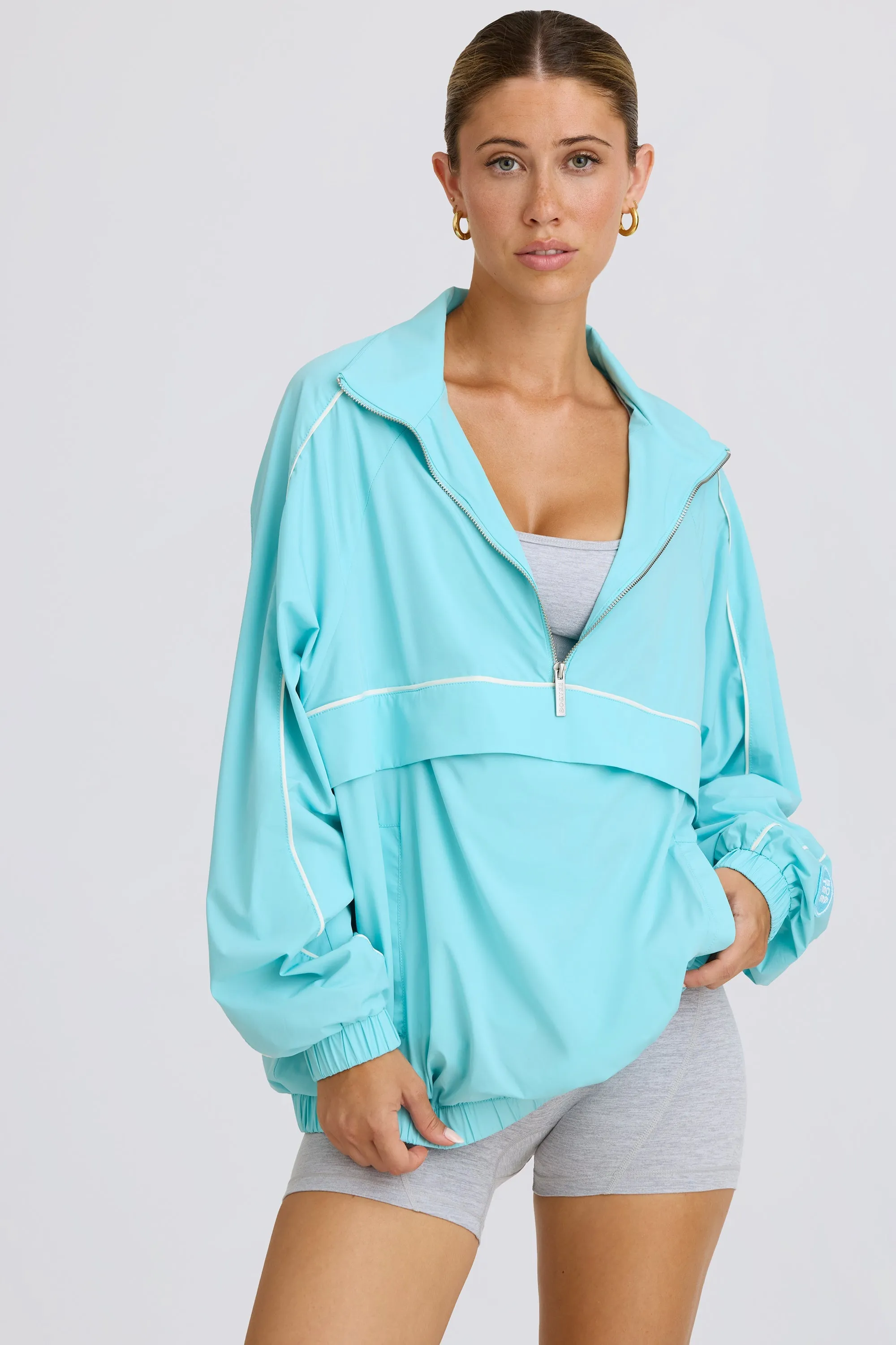 Oversized Track Jacket in Aqua