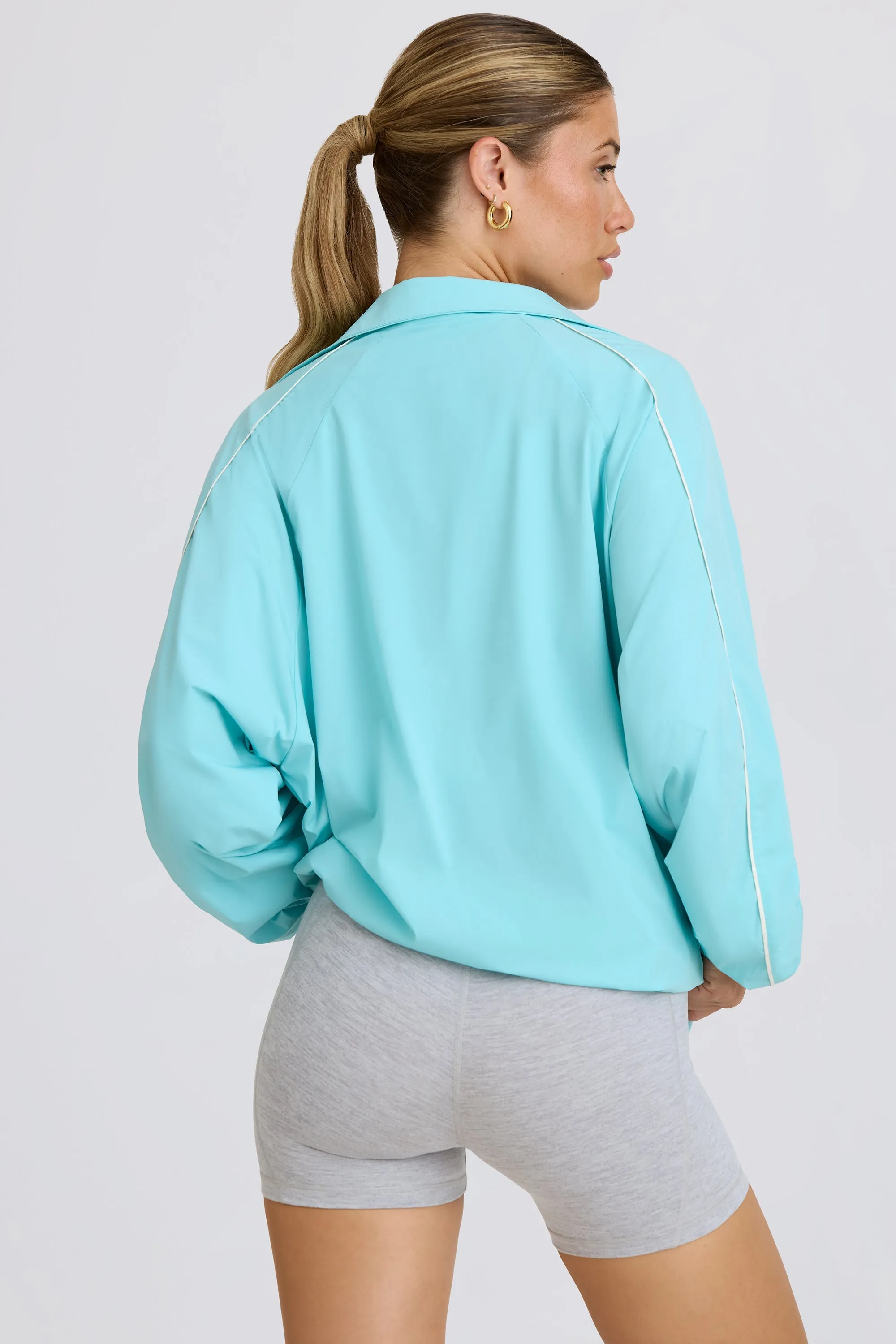 Oversized Track Jacket in Aqua