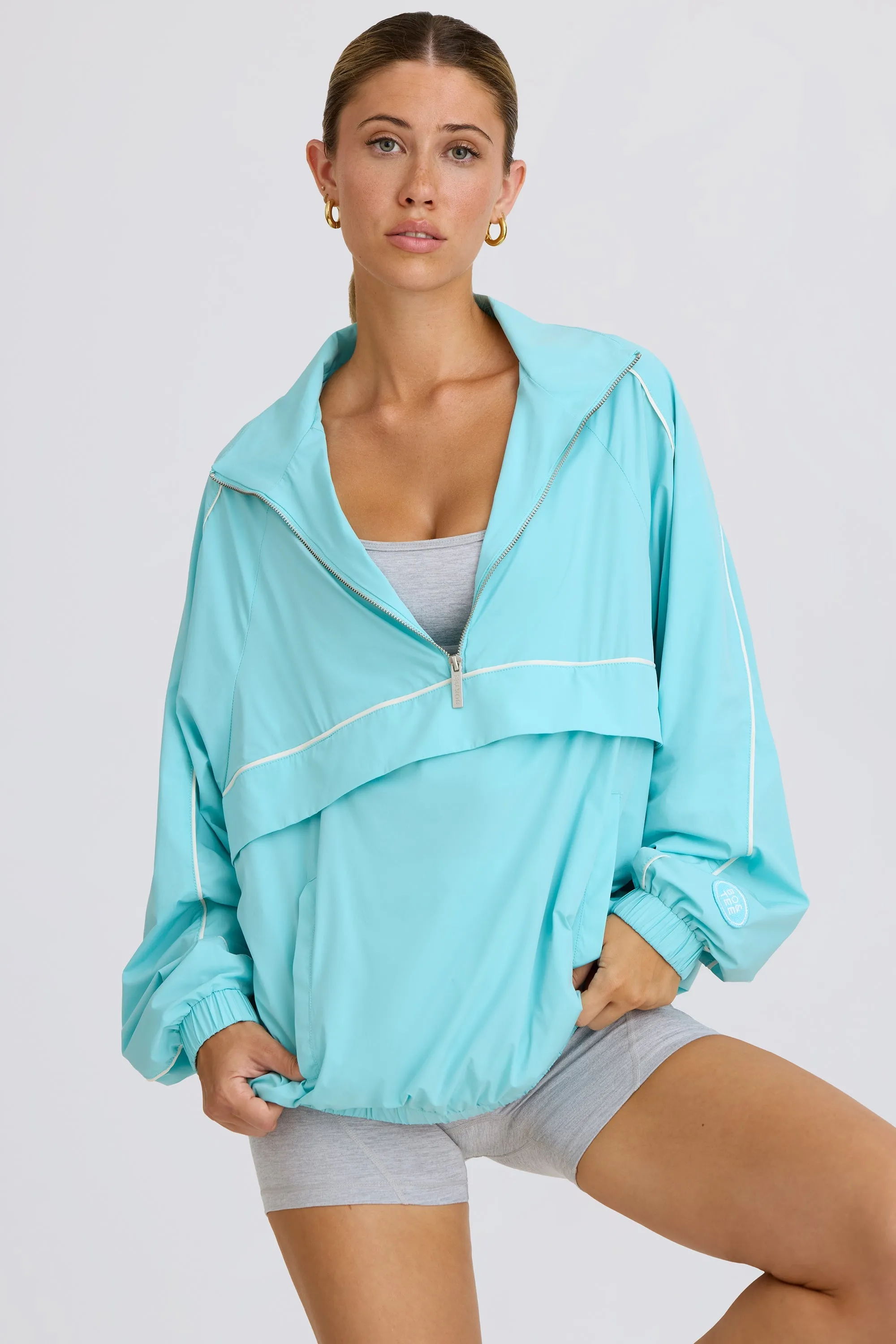 Oversized Track Jacket in Aqua