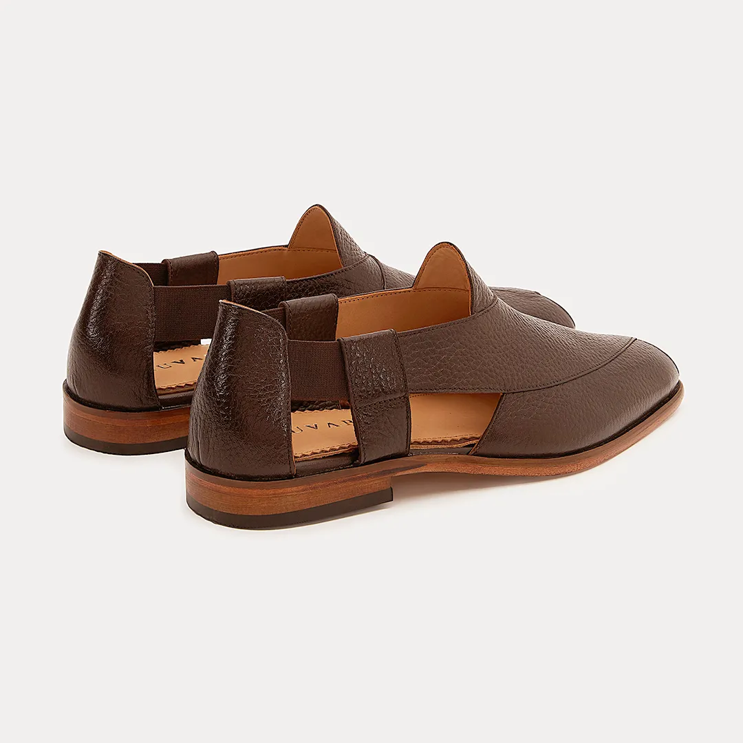 Peshauri | Brown Milled Leather