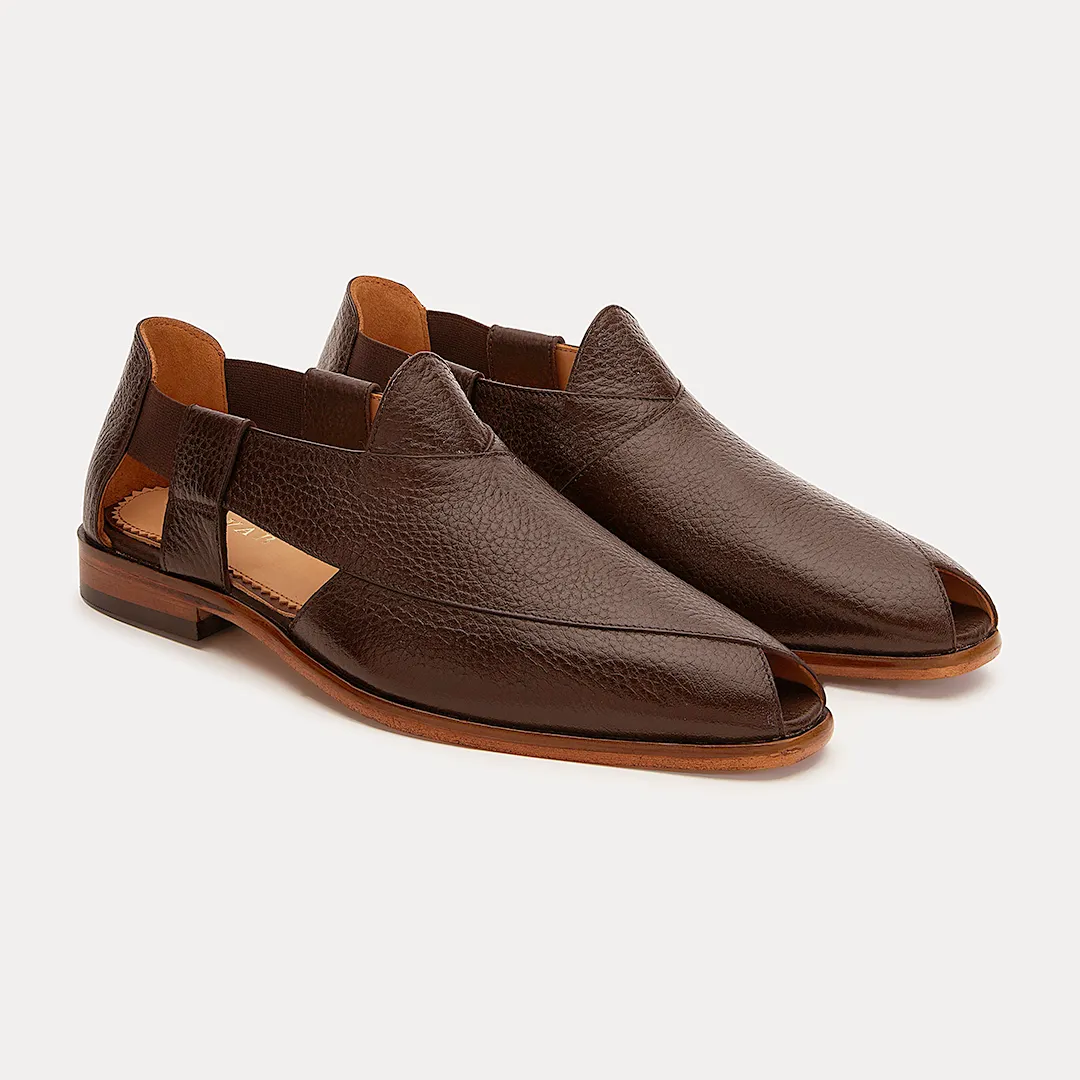 Peshauri | Brown Milled Leather