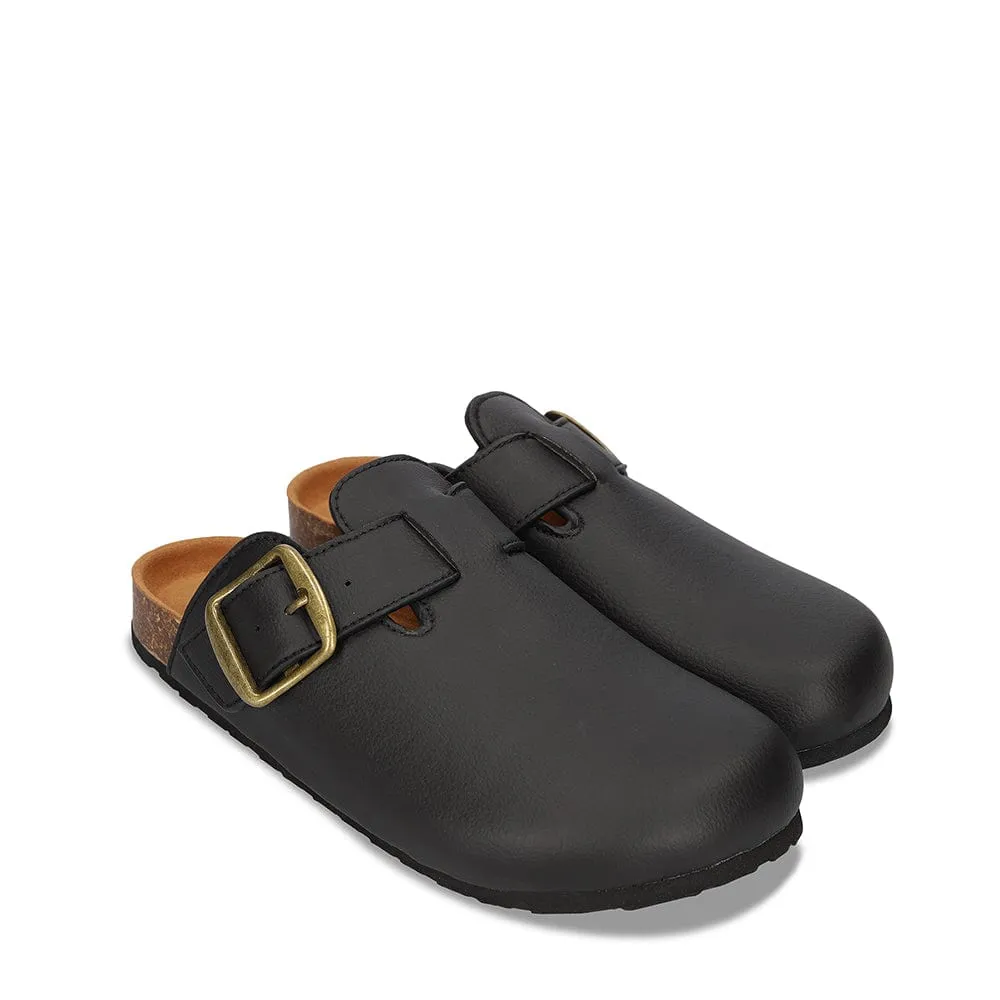 Poda Unisex Vegan Apple Leather Mule Sandals | Black