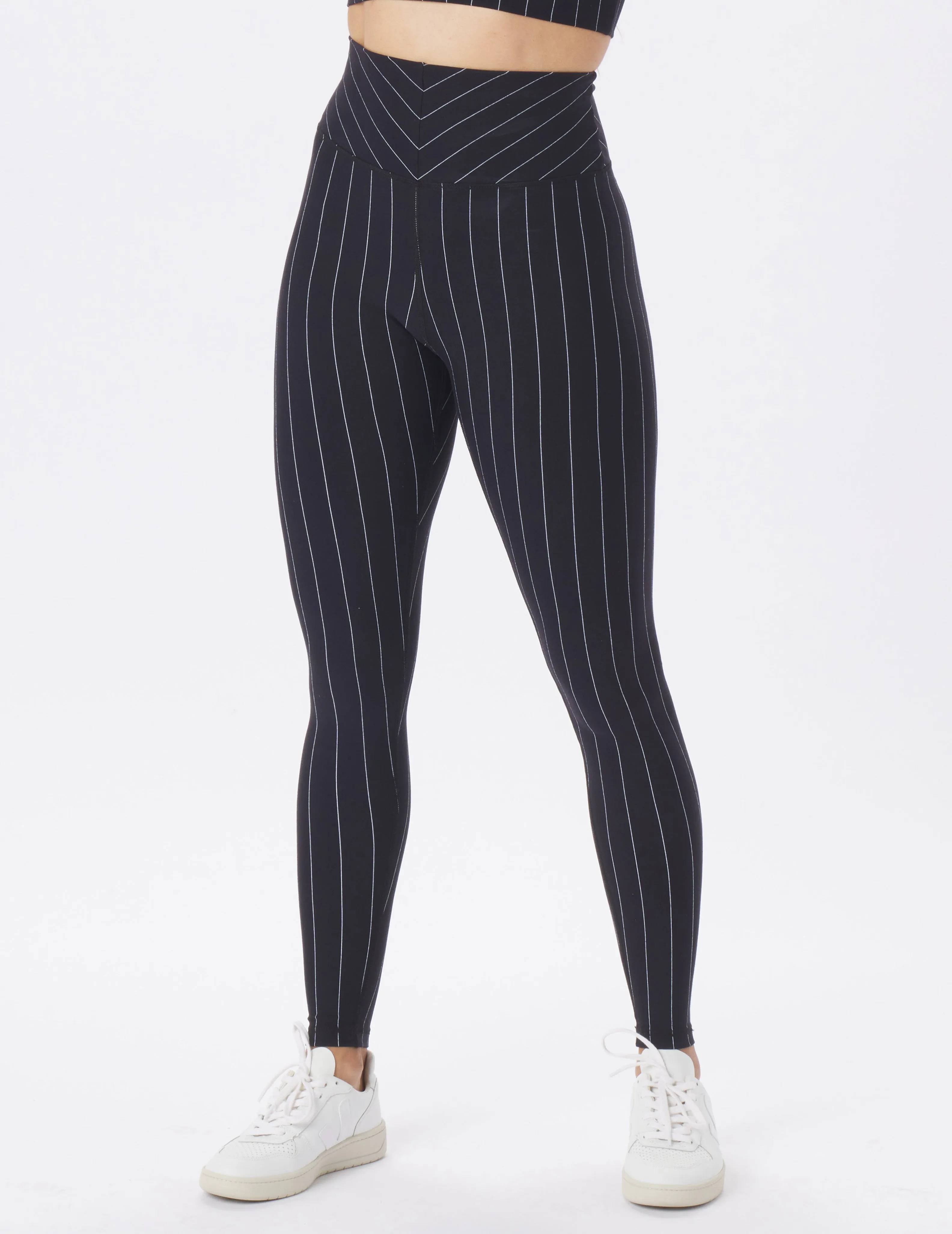 Pursuit Legging: Black/White Pin Stripe