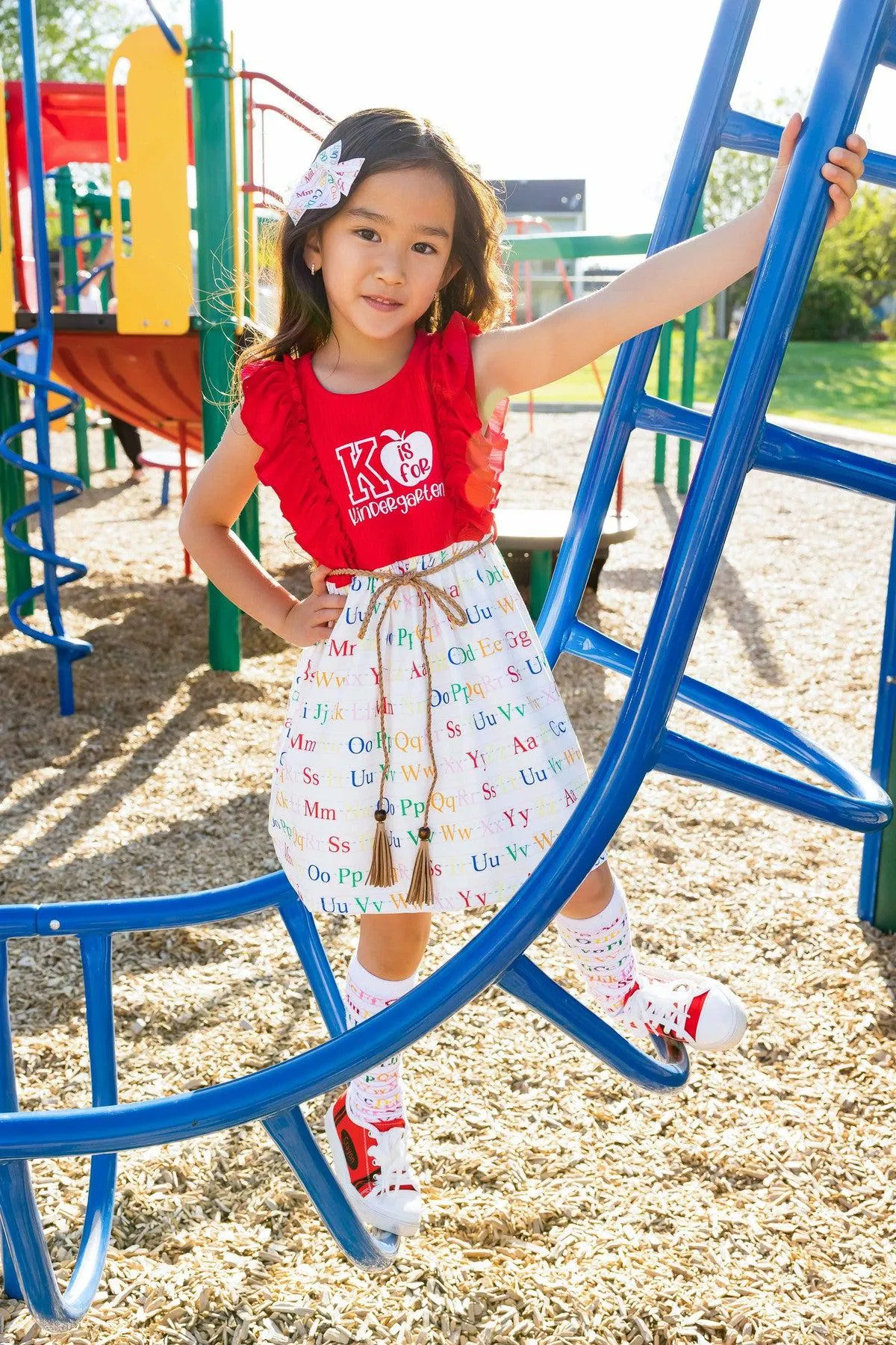 "Preschool - 4th Grade" Rainbow Alphabet Dress