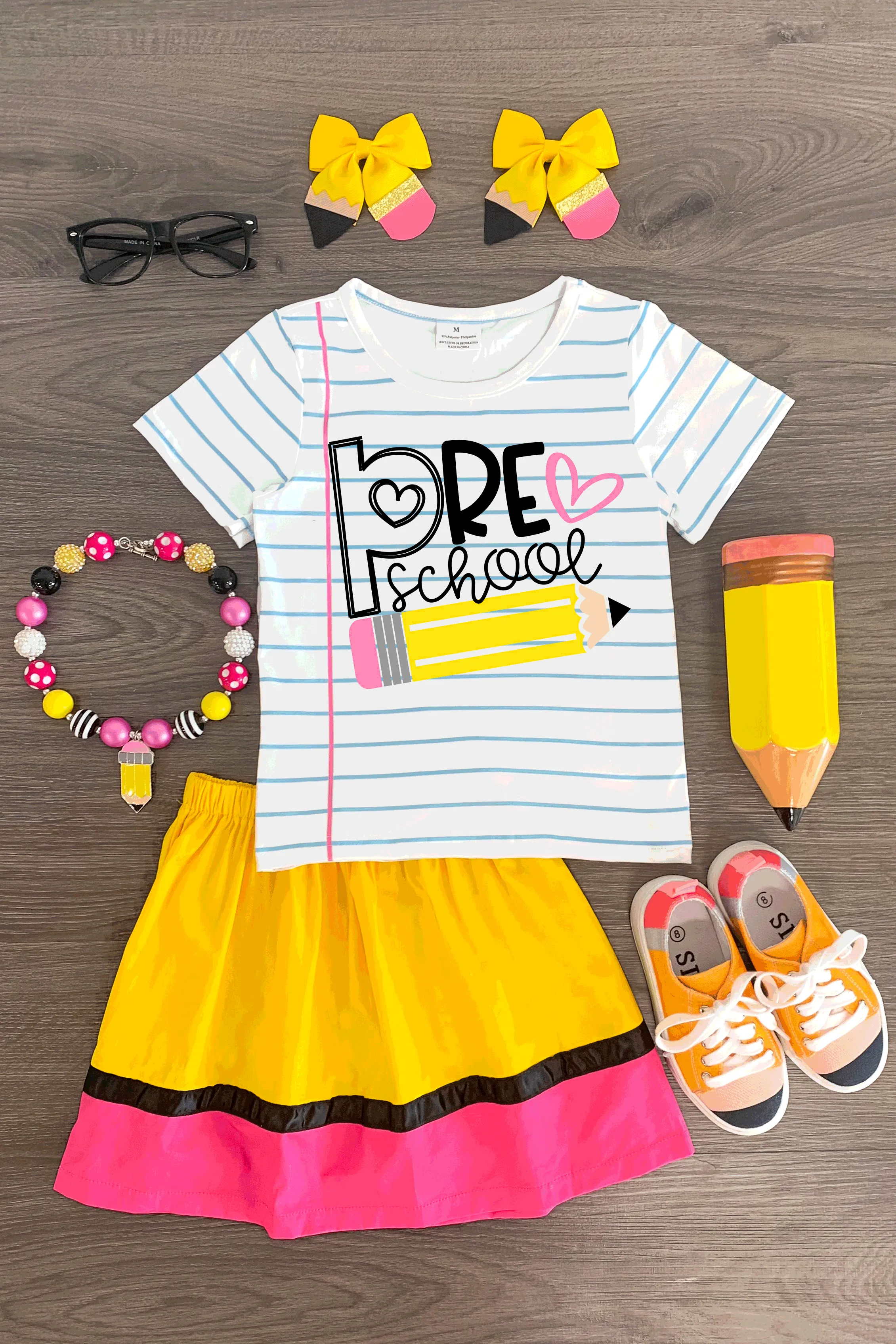 "Preschool - 5th Grade" Paper & Pencil Skirt Set