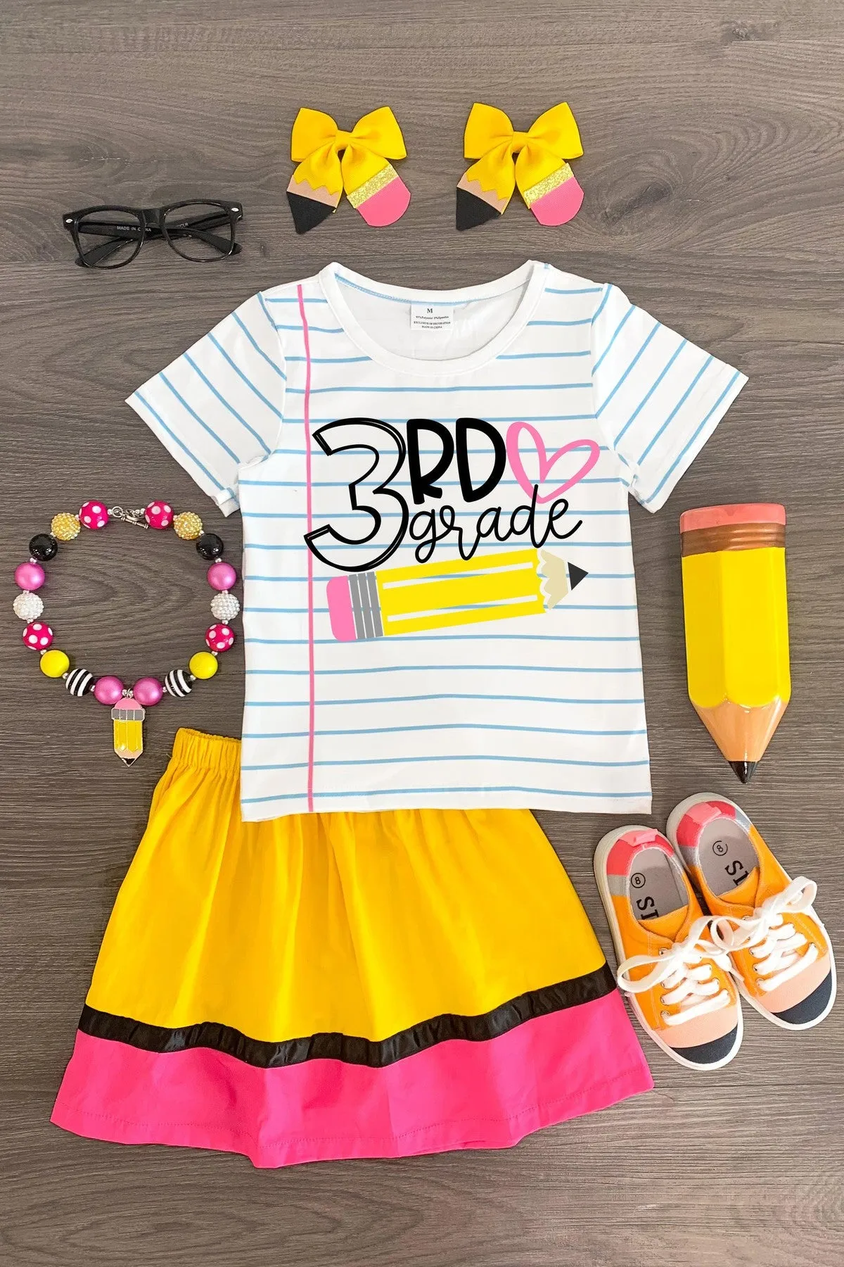 "Preschool - 5th Grade" Paper & Pencil Skirt Set