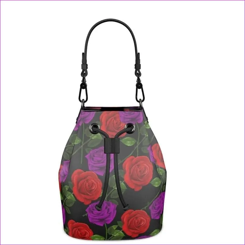 Red Rose Purp Designer Leather Bucket Bag