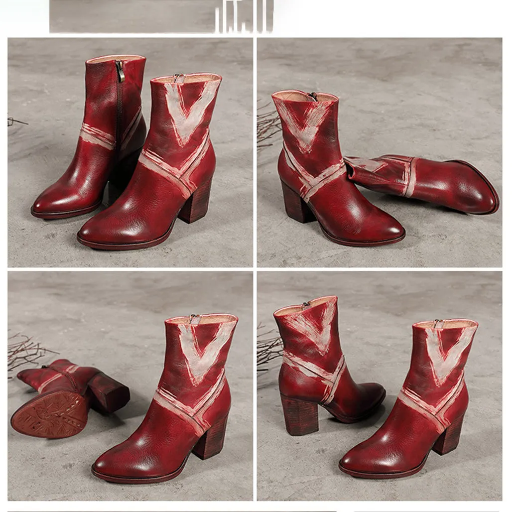 Retro High-Heeled Pointed Boots | Gift Shoes