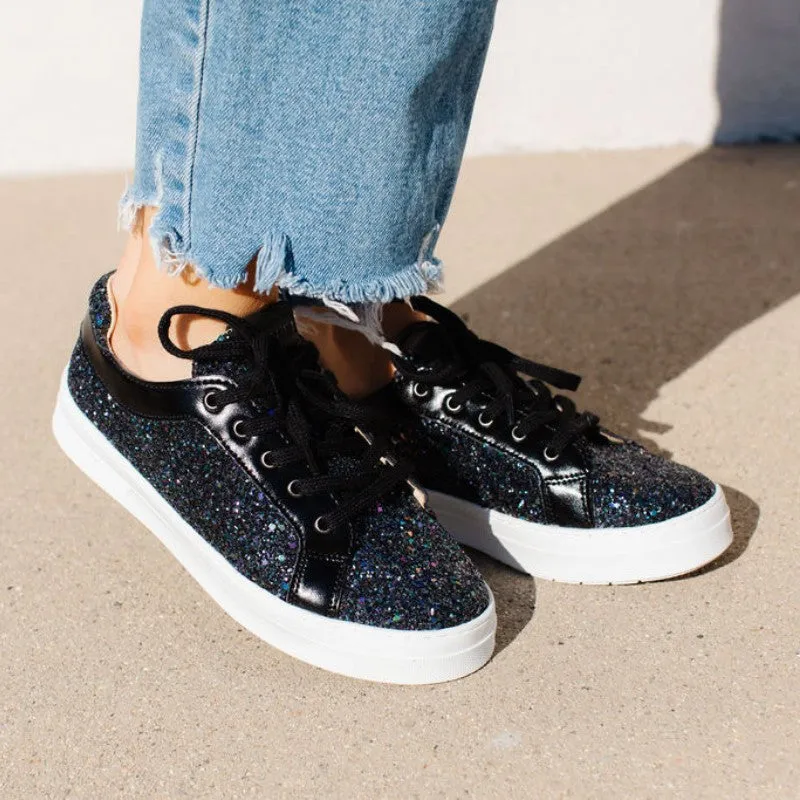 Roxy Sneaker in Black Glitter