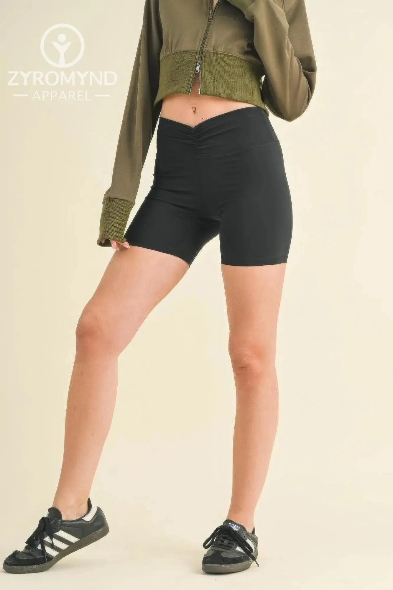 Ruched Waist Biker Shorts