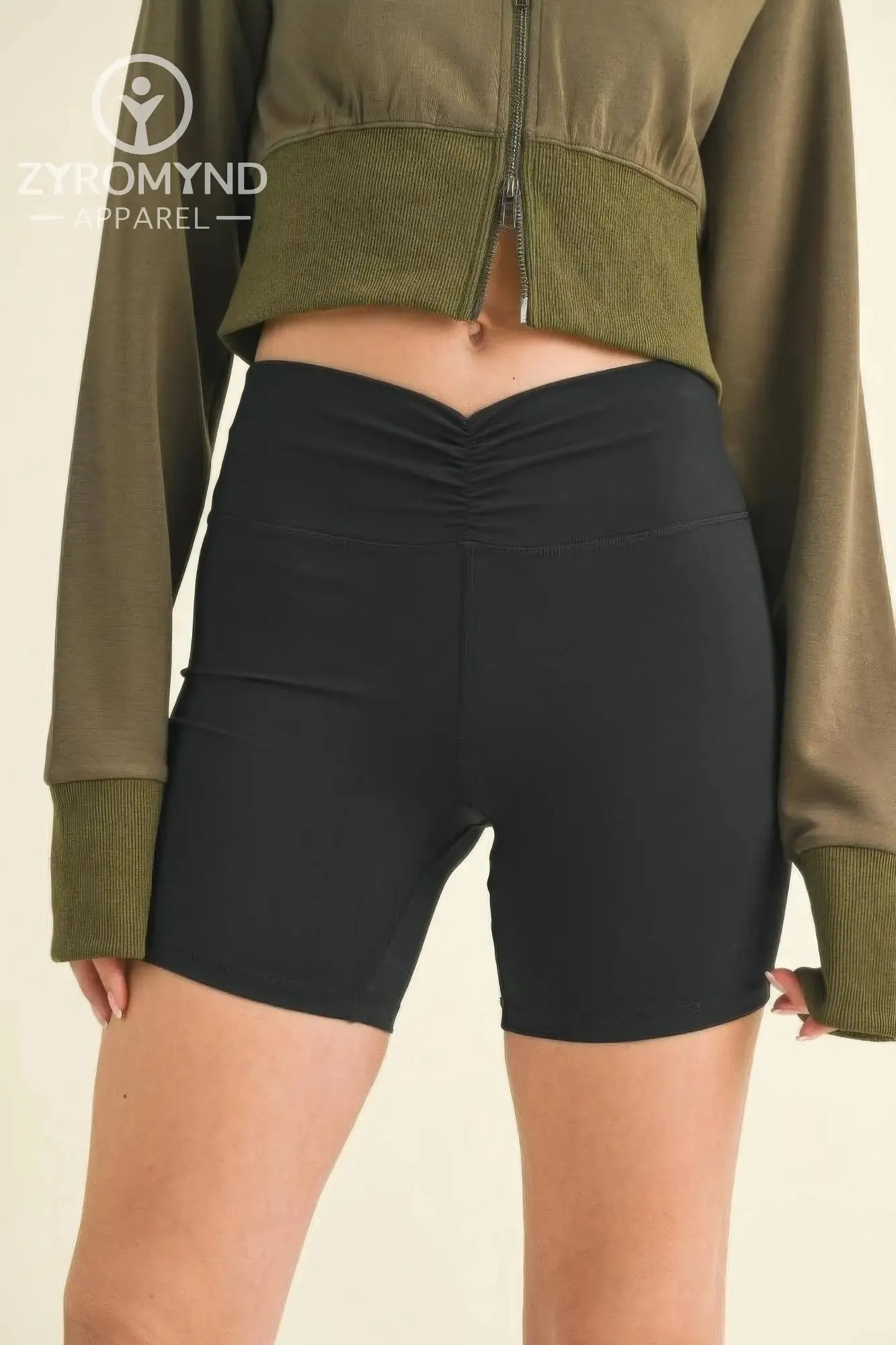 Ruched Waist Biker Shorts