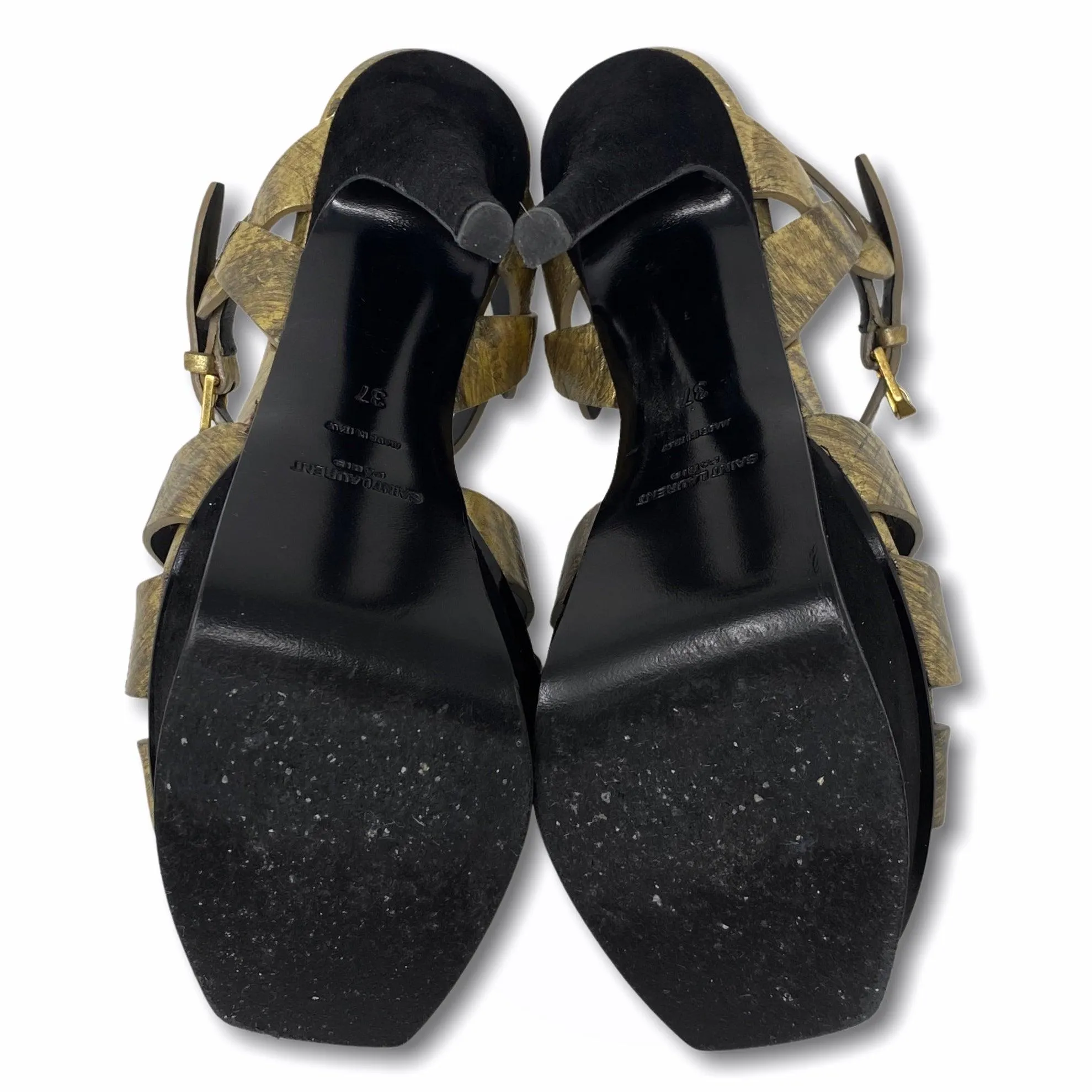 Saint Laurent Gold Tribute Sandals 37